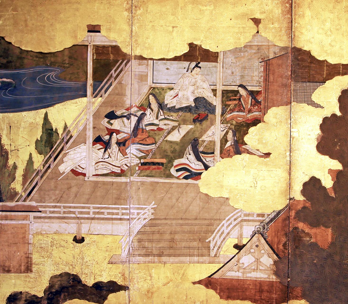 Edo Japanese Byobu - Japanese screen six panels For Sale