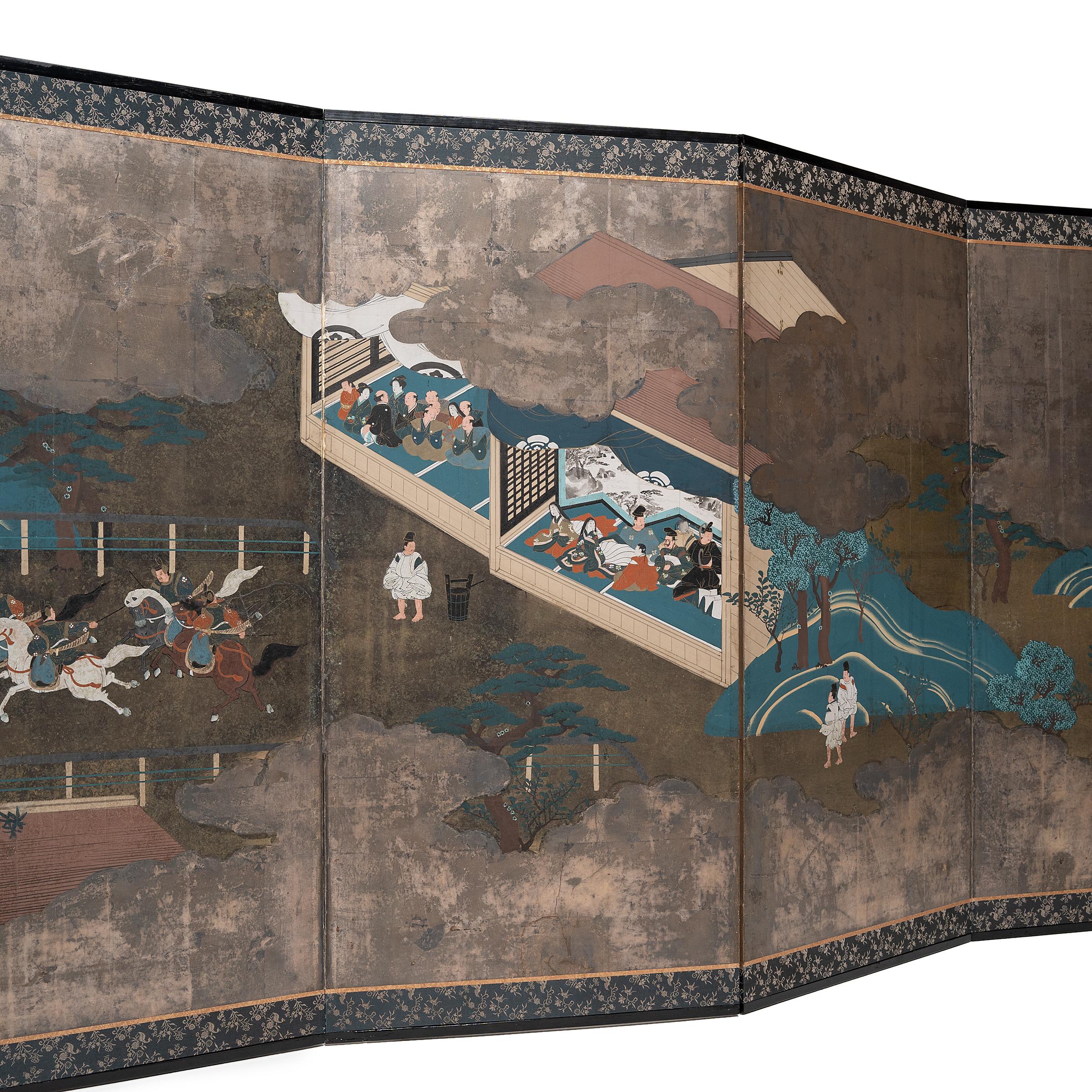 Japanese Byobu Screen with Silver Leaf Clouds, c. 1870 For Sale at 1stDibs