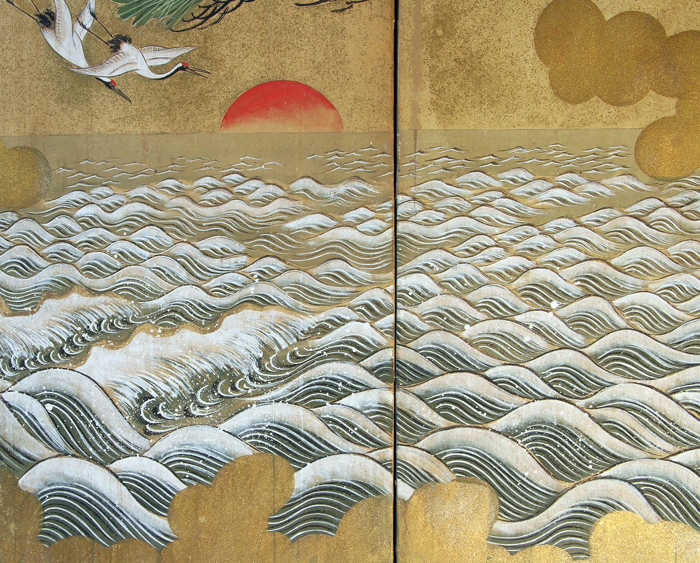 Japanese Byobu - Six Panel Japanese Screen In Good Condition For Sale In Brescia, IT