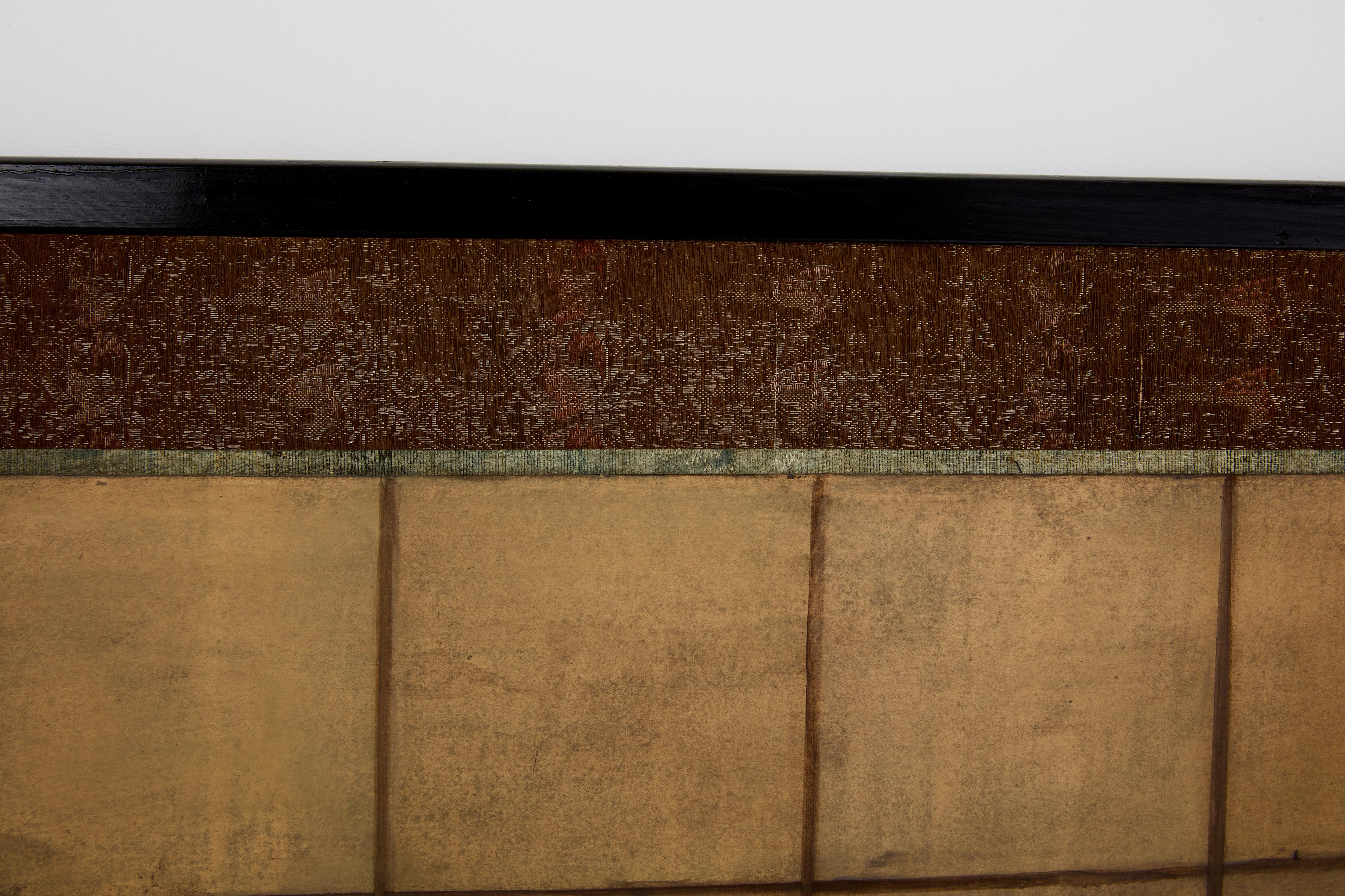 Japanese Byobu six panels screen on paper Edo Period 19th century For Sale 2