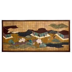 Japanese Byobu six panels screen on paper Edo Period 19th century