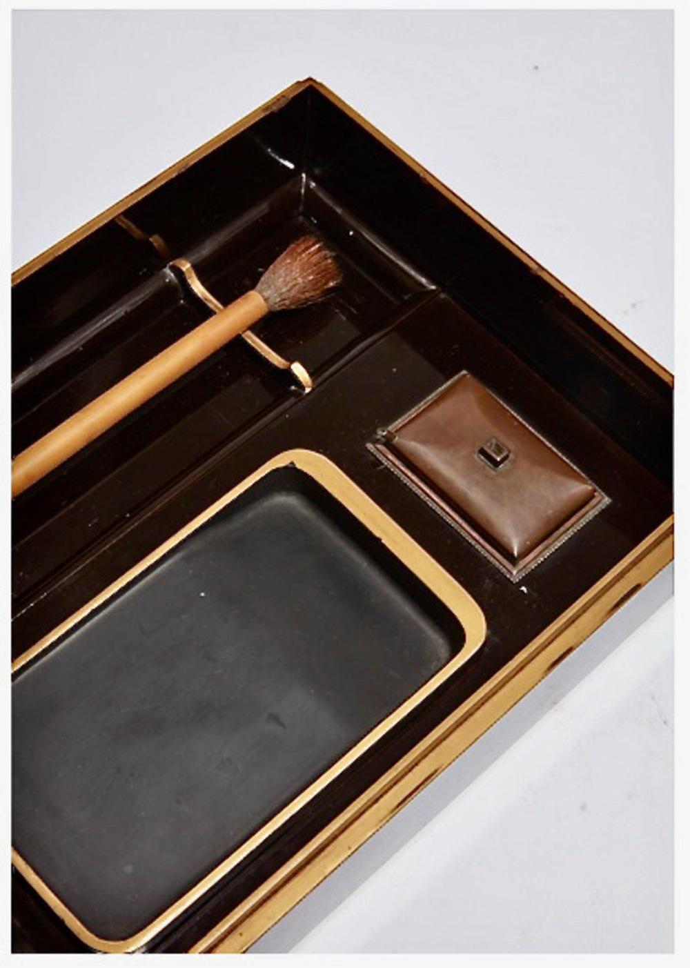 Lacquered Japanese Calligraphy Box For Sale