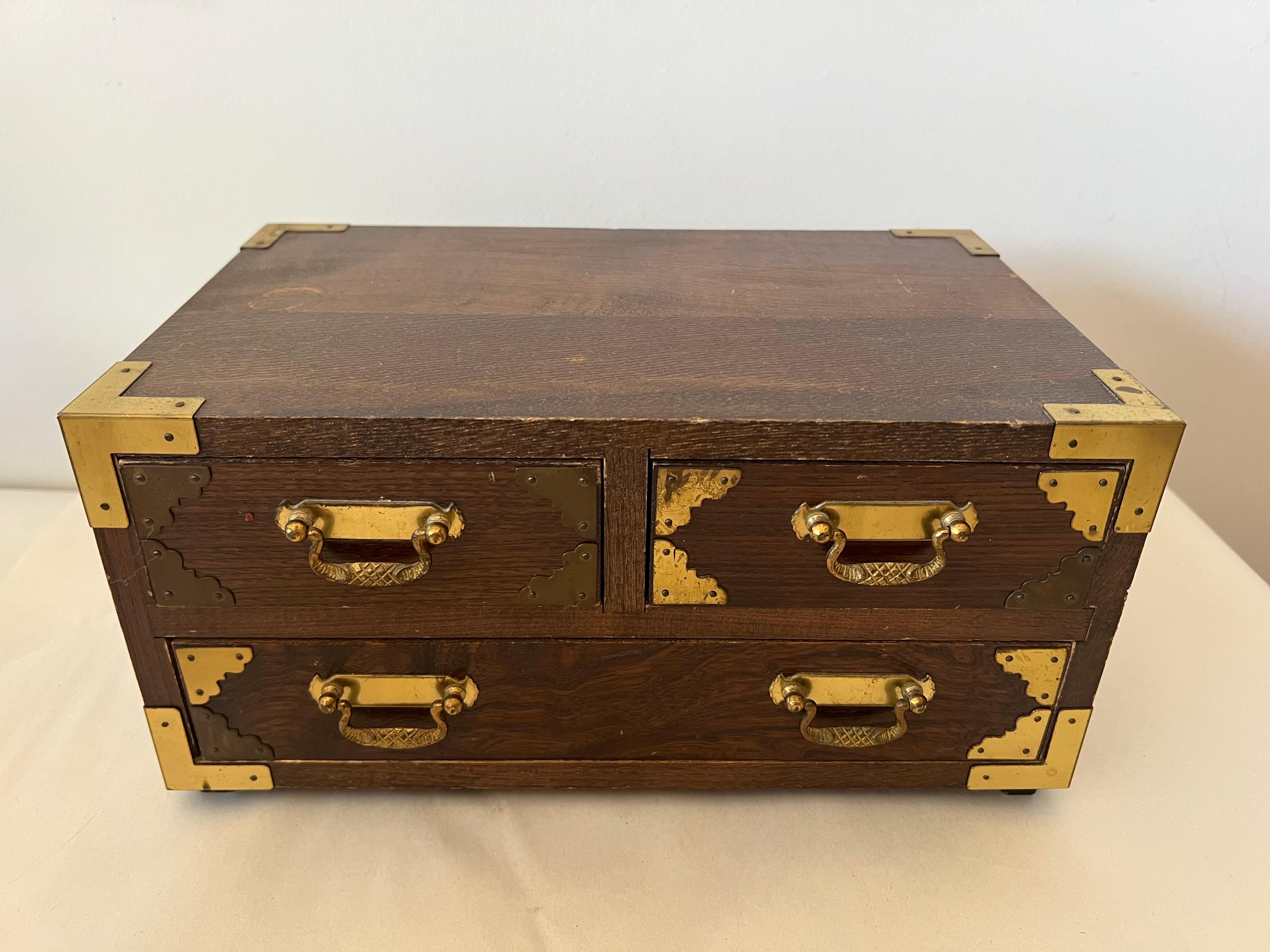 Japanese Campaign Style Miniature Chest Ca' 1960's For Sale 5