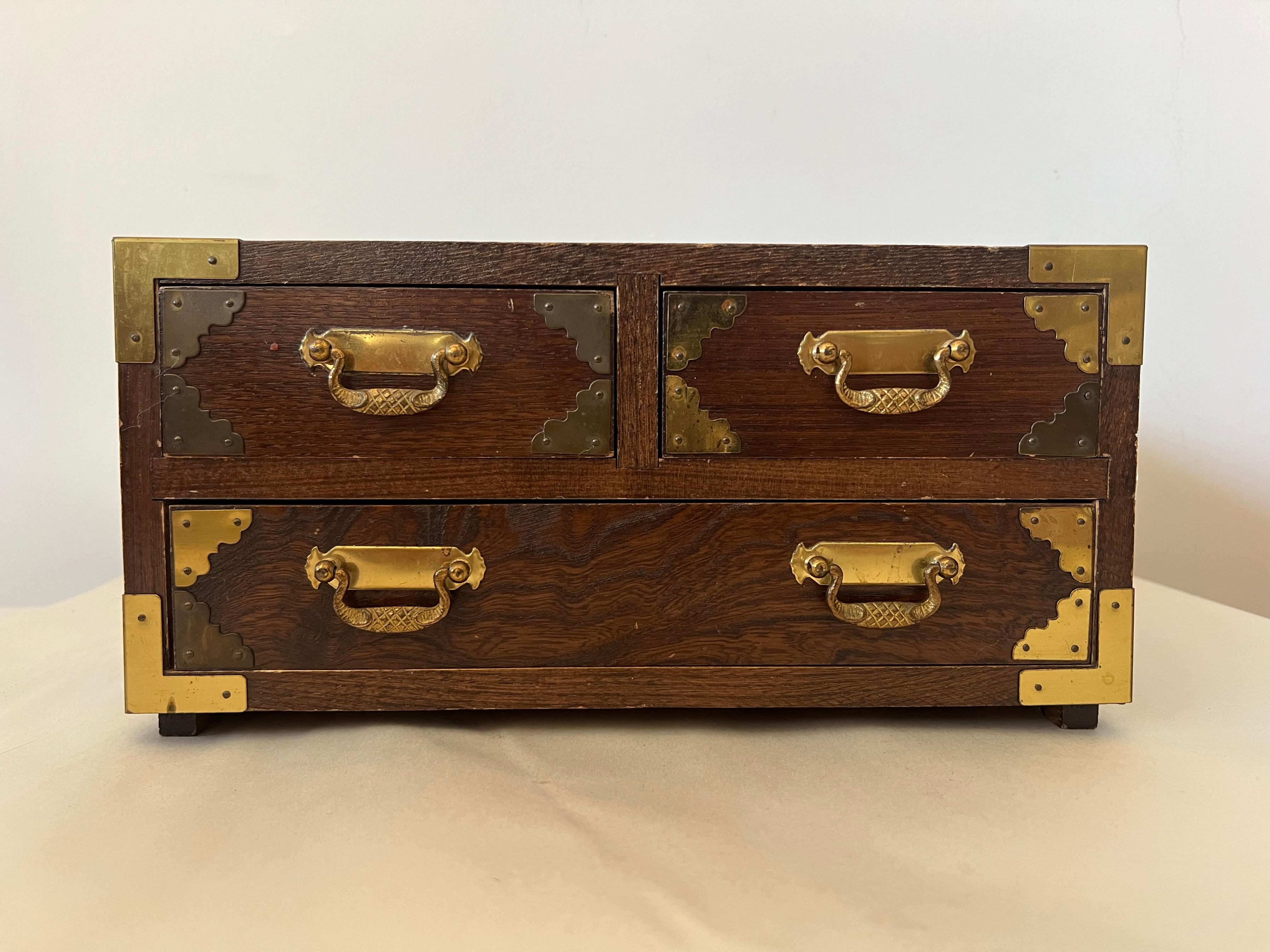 Japanese Campaign Style Miniature Chest Ca' 1960's For Sale 6