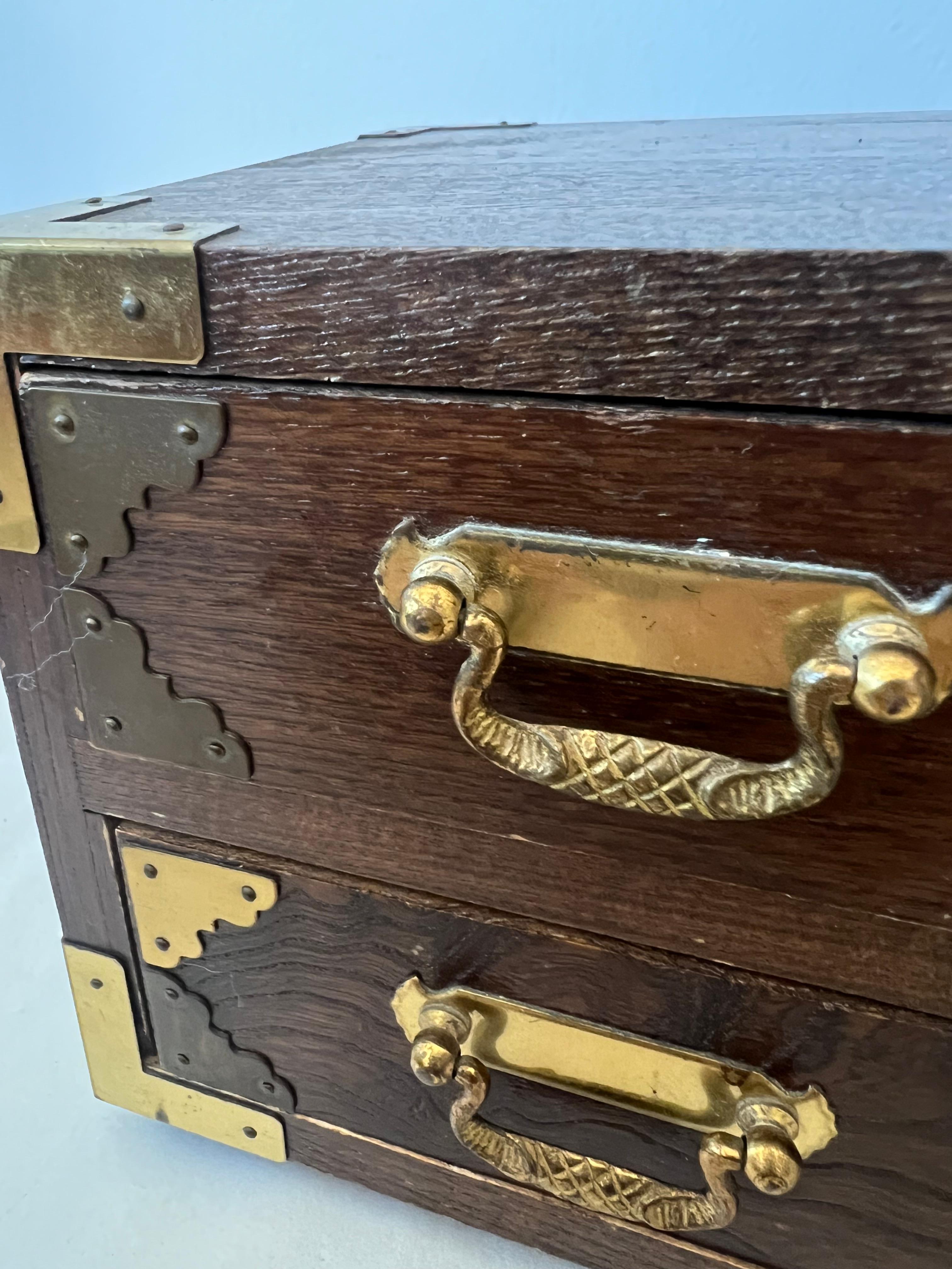 Japanese Campaign Style Miniature Chest Ca' 1960's For Sale 4