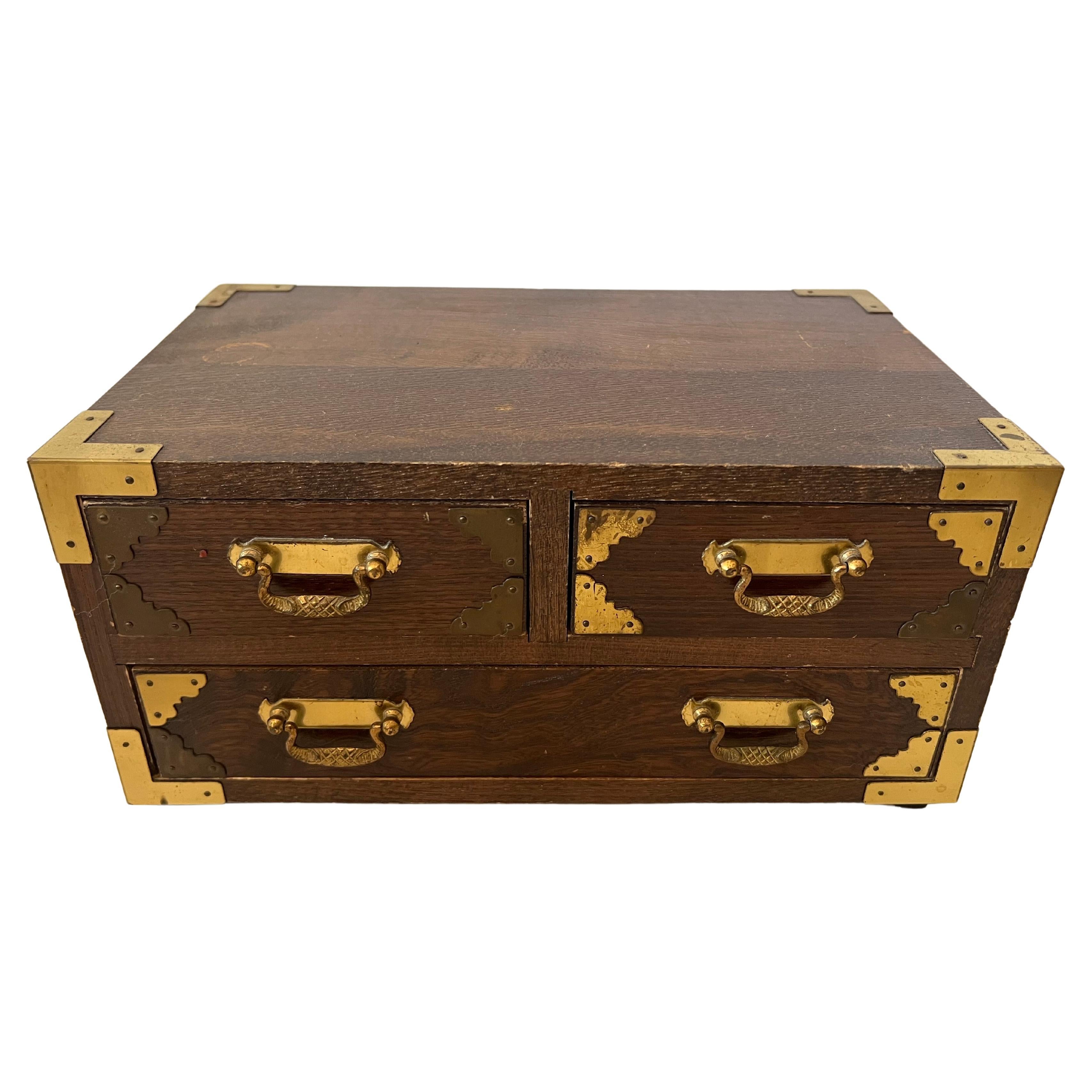 Japanese Campaign Style Miniature Chest Ca' 1960's For Sale