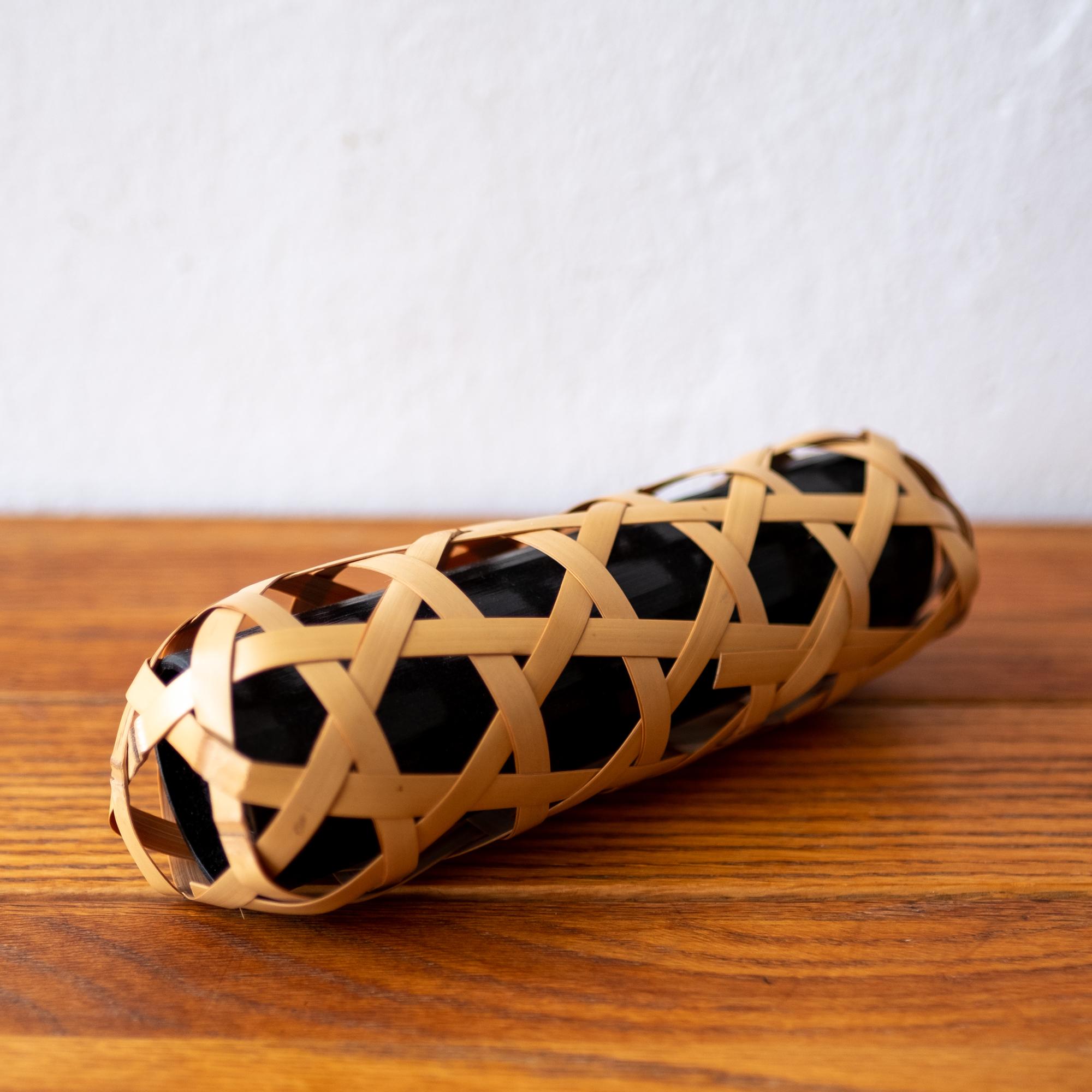 Bamboo Japanese Cane Wrapped Ikebana Wall Basket