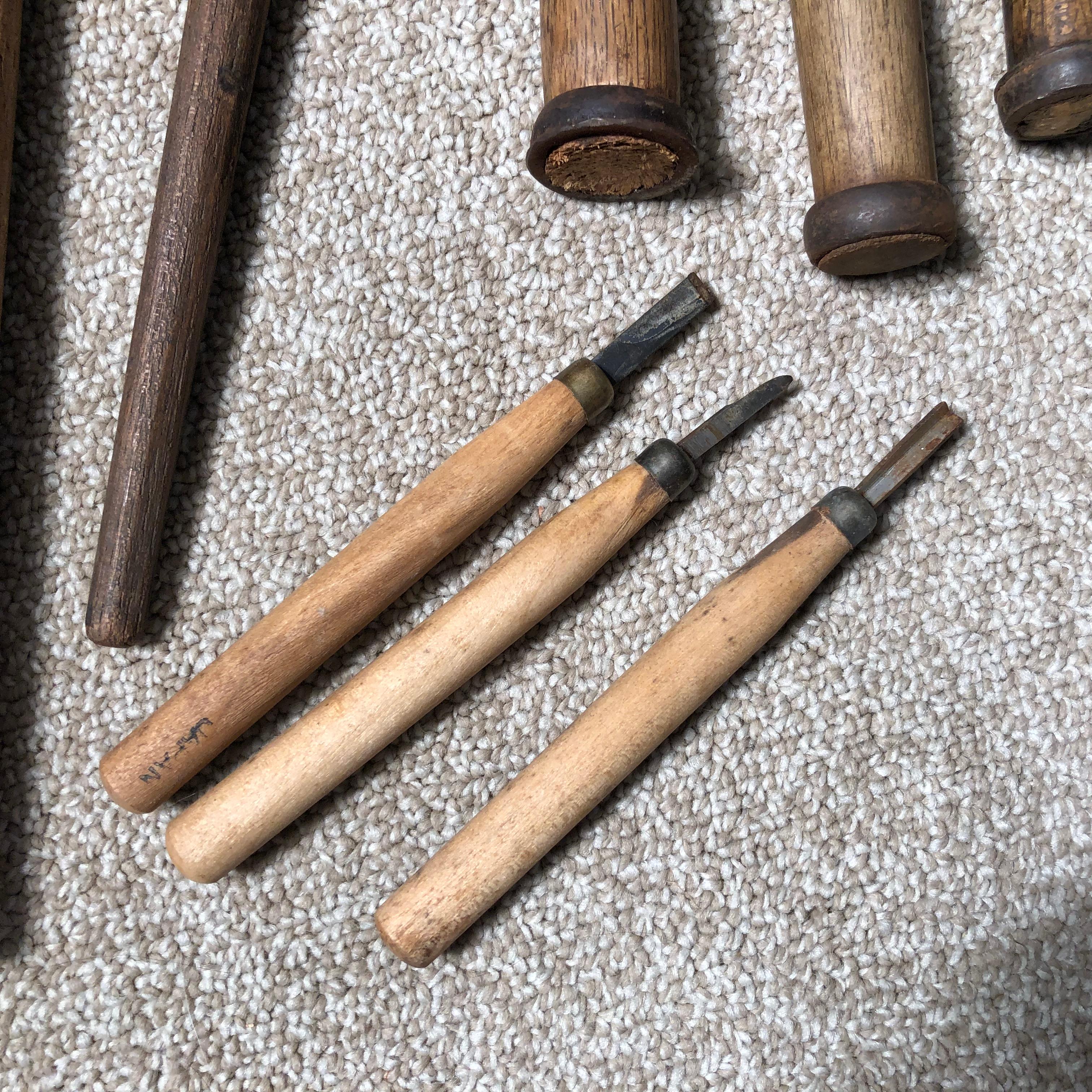 Hand-Crafted Japanese Carpenter's Cache 15 Antique Professional Tools, Saw and Chisels