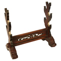 Japanese Carved and Lacquered Samurai Sword Stand, Edo Period, circa 1840