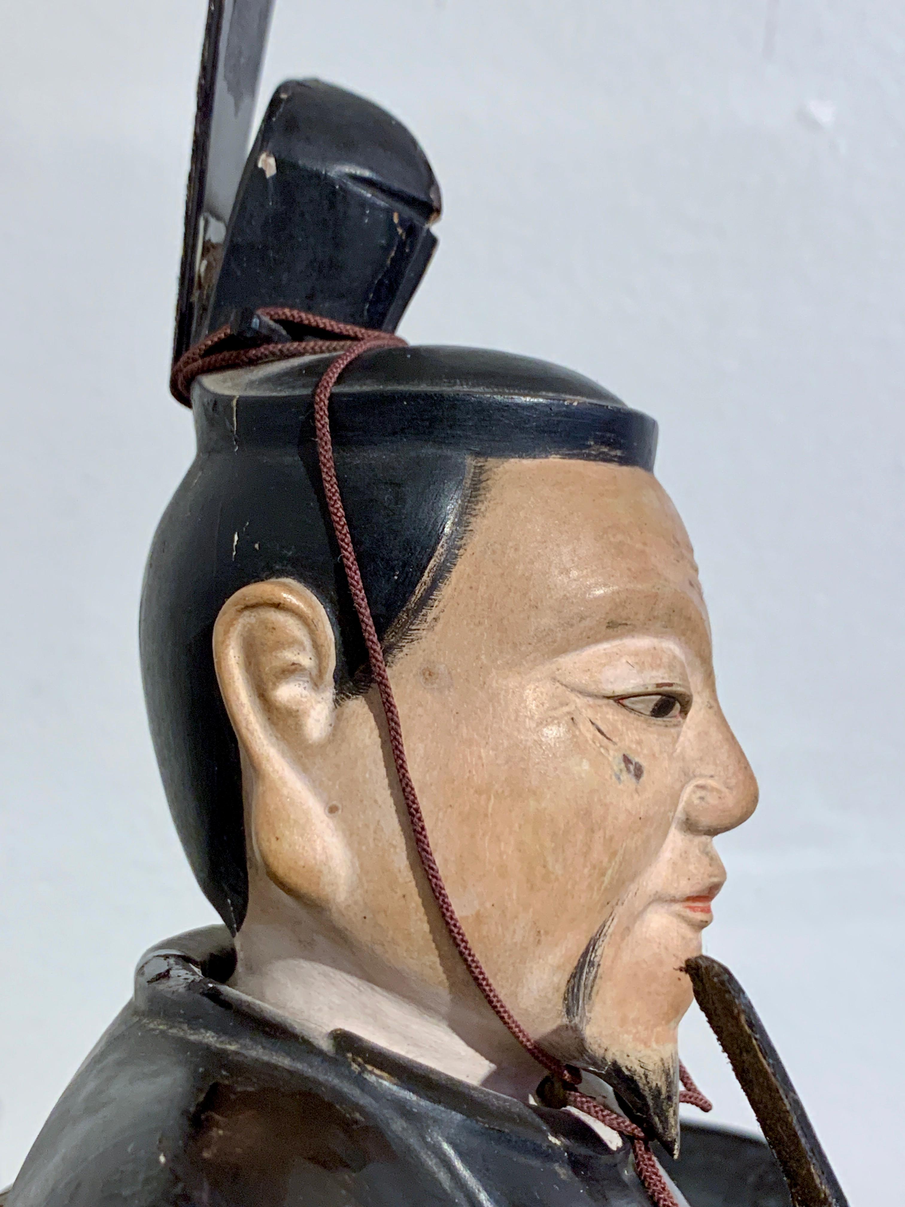 Japanese Carved and Lacquered Wood Shogun, Edo Period, 19th Century, Japan For Sale 4