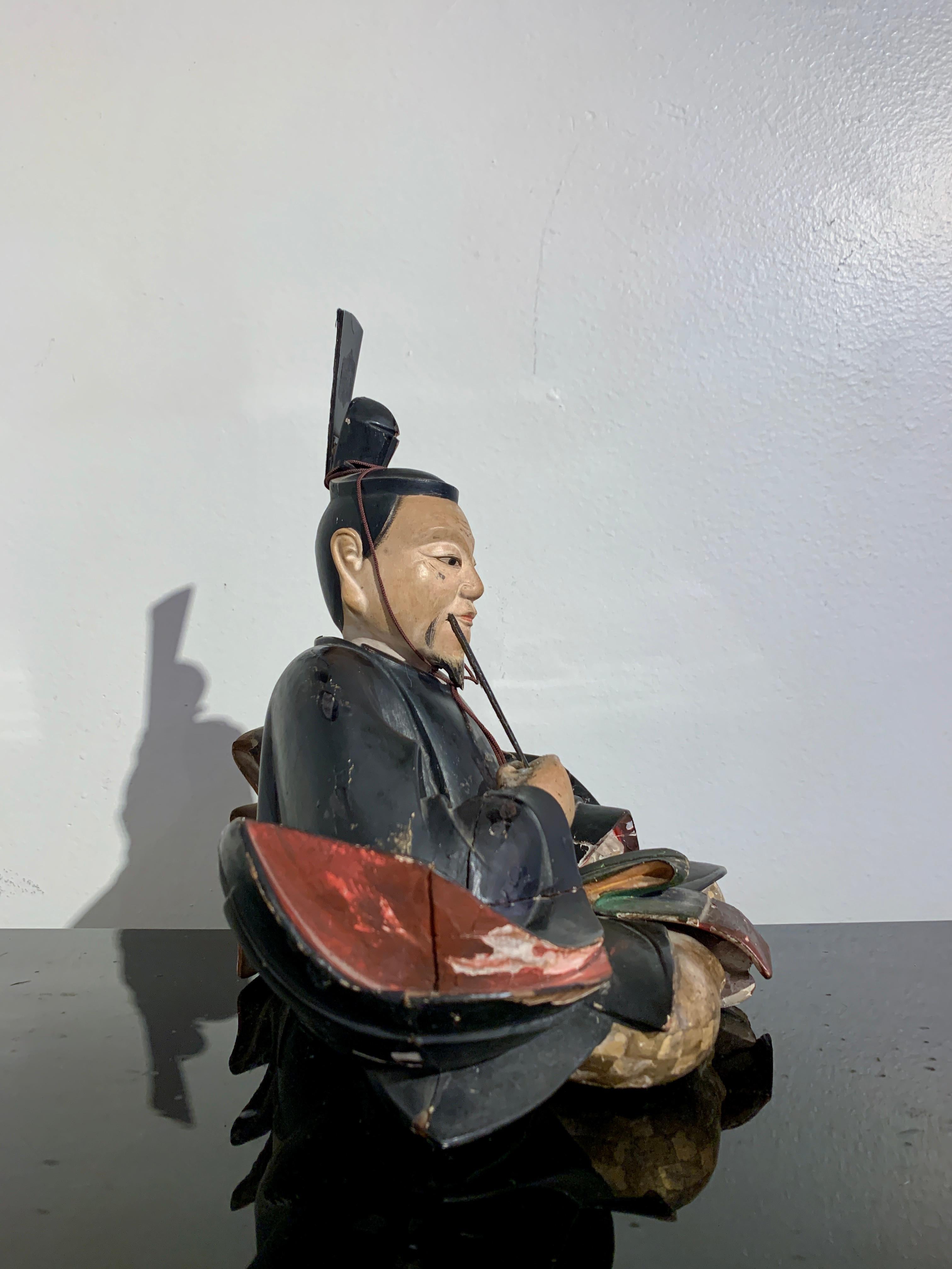 Japonais Shogun japonais en bois sculpté et laqué, période Edo, 19e siècle, Japon en vente