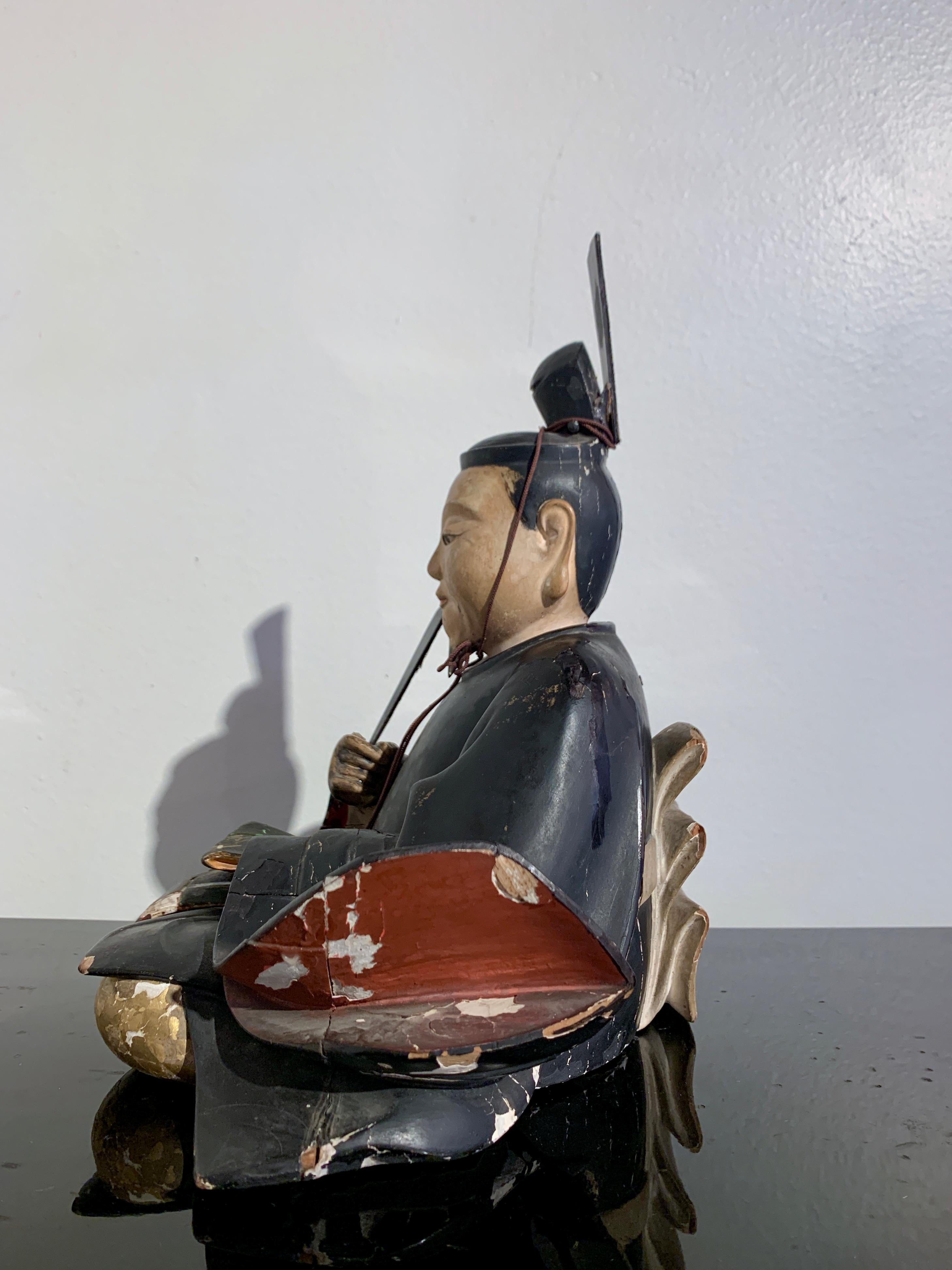 Doré Shogun japonais en bois sculpté et laqué, période Edo, 19e siècle, Japon en vente