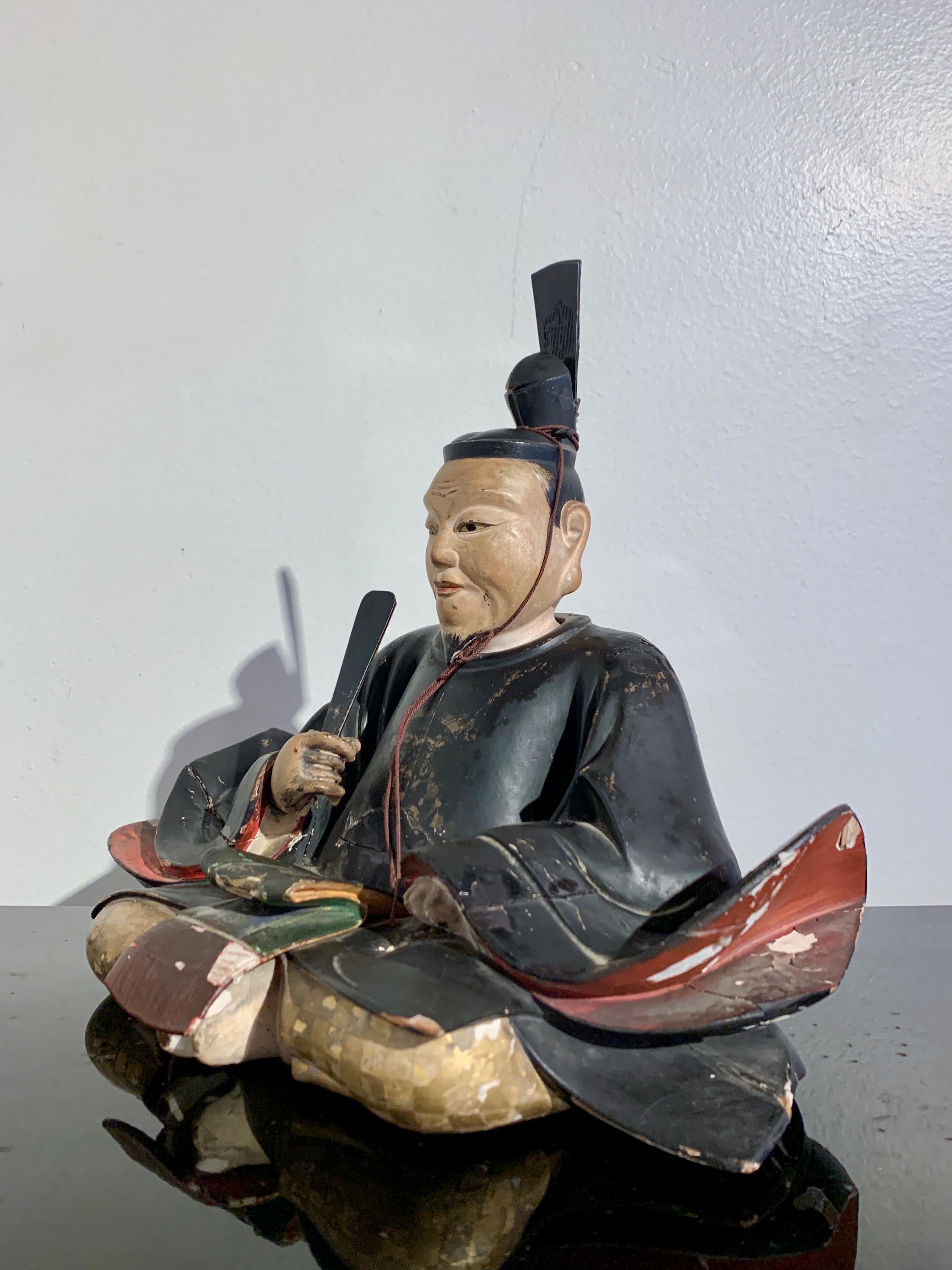 Shogun japonais en bois sculpté et laqué, période Edo, 19e siècle, Japon État moyen - En vente à Austin, TX