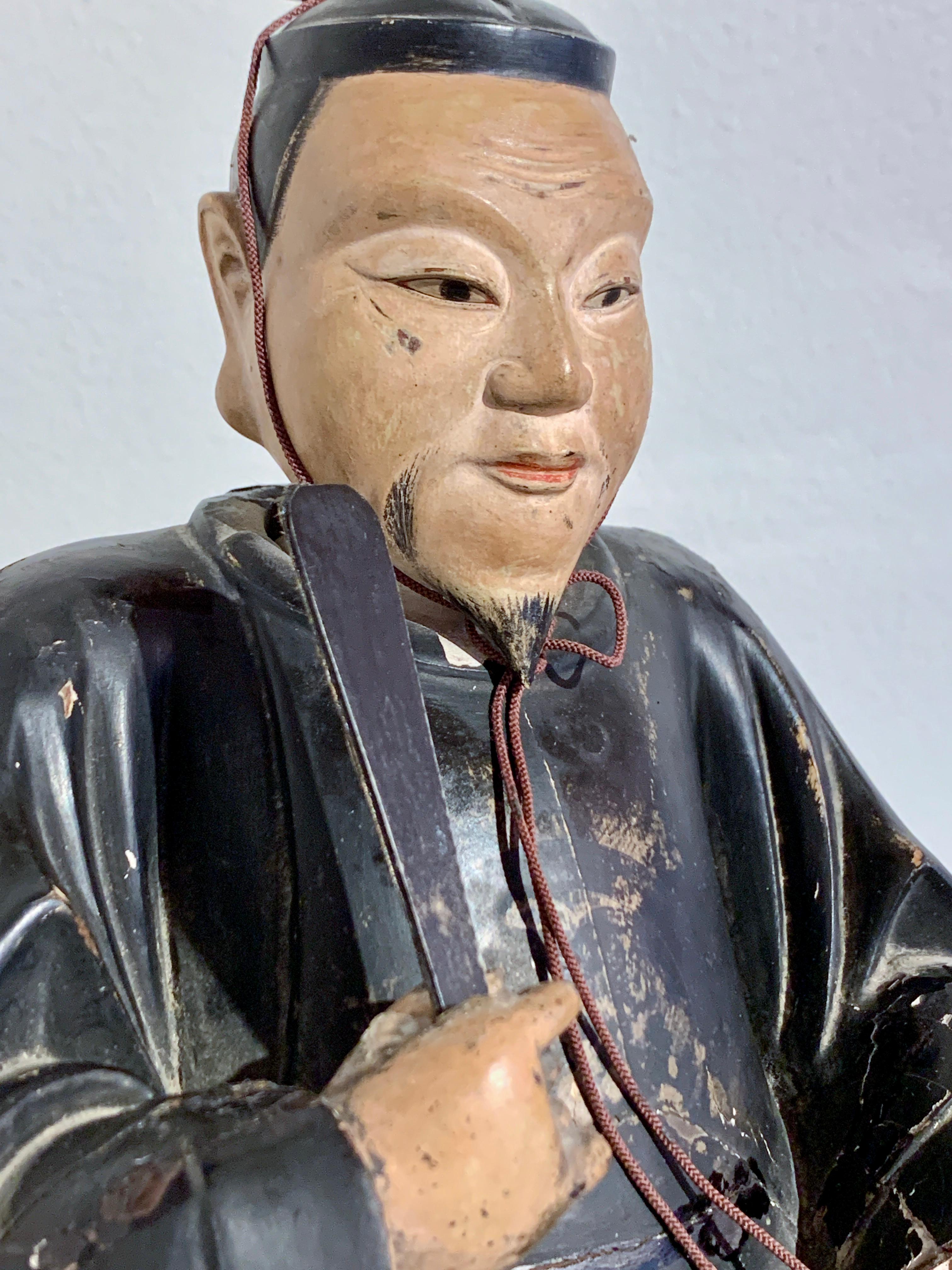 Shogun japonais en bois sculpté et laqué, période Edo, 19e siècle, Japon en vente 1