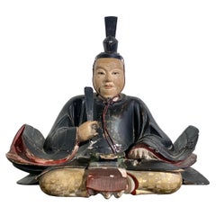 Japanese Carved and Lacquered Wood Shogun, Edo Period, 19th Century, Japan
