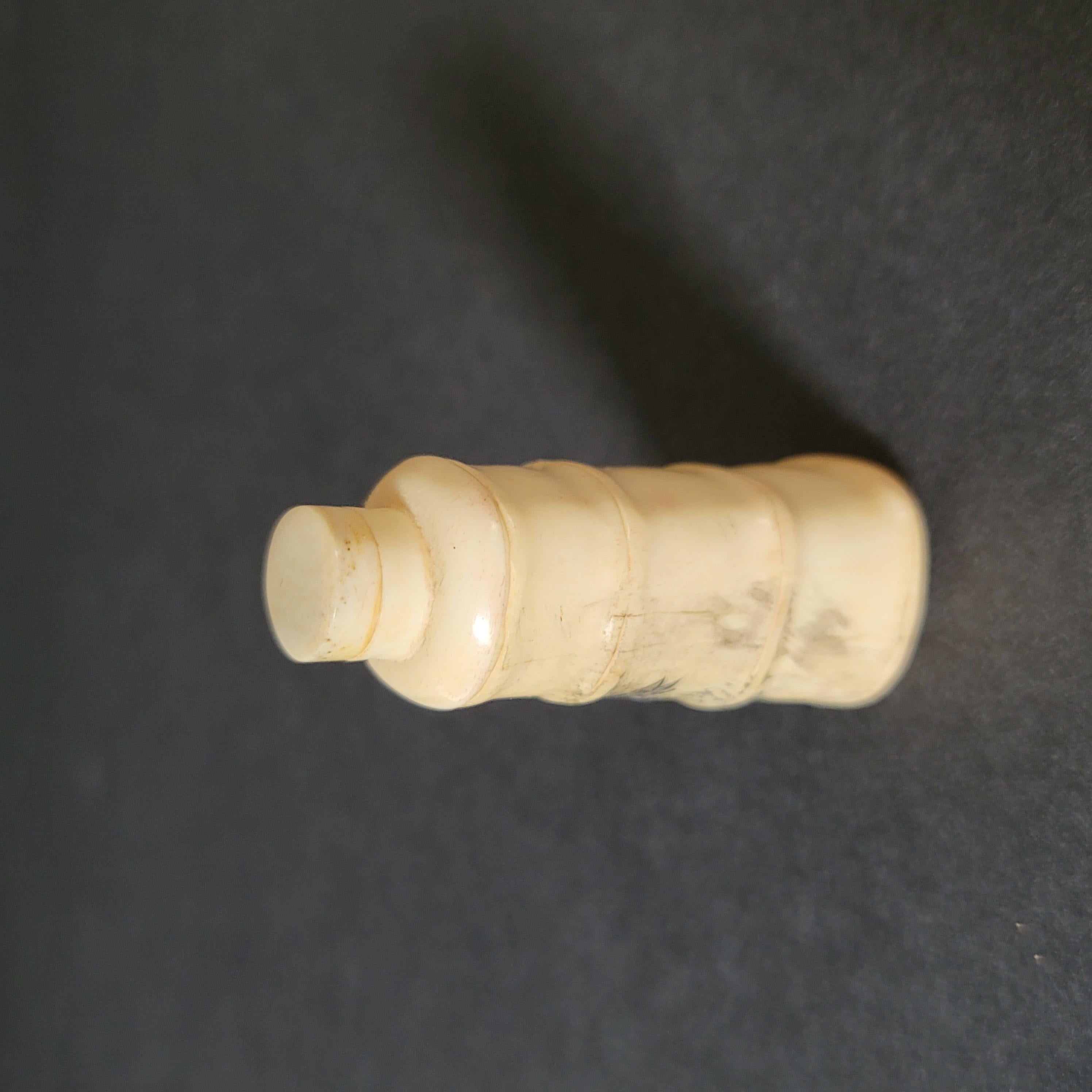 20th Century Japanese Carved Bone A Bamboo-Form Snuff Bottle For Sale