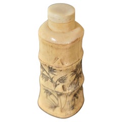 Japanese Carved Bone A Bamboo-Form Snuff Bottle