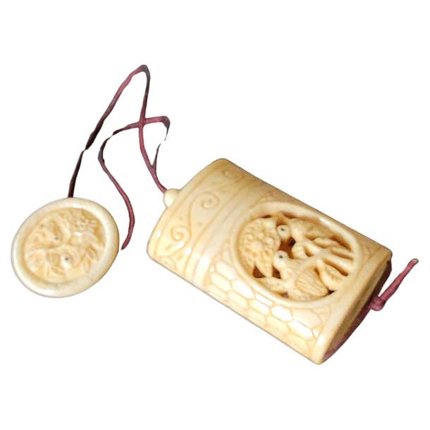 Japanese Carved Bone Floral Birds Inro, signed early 20th Century For ...