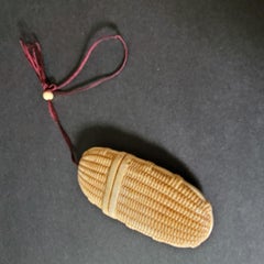 Japanese Carved Bone Woven Basket Inro, early 20th Century
