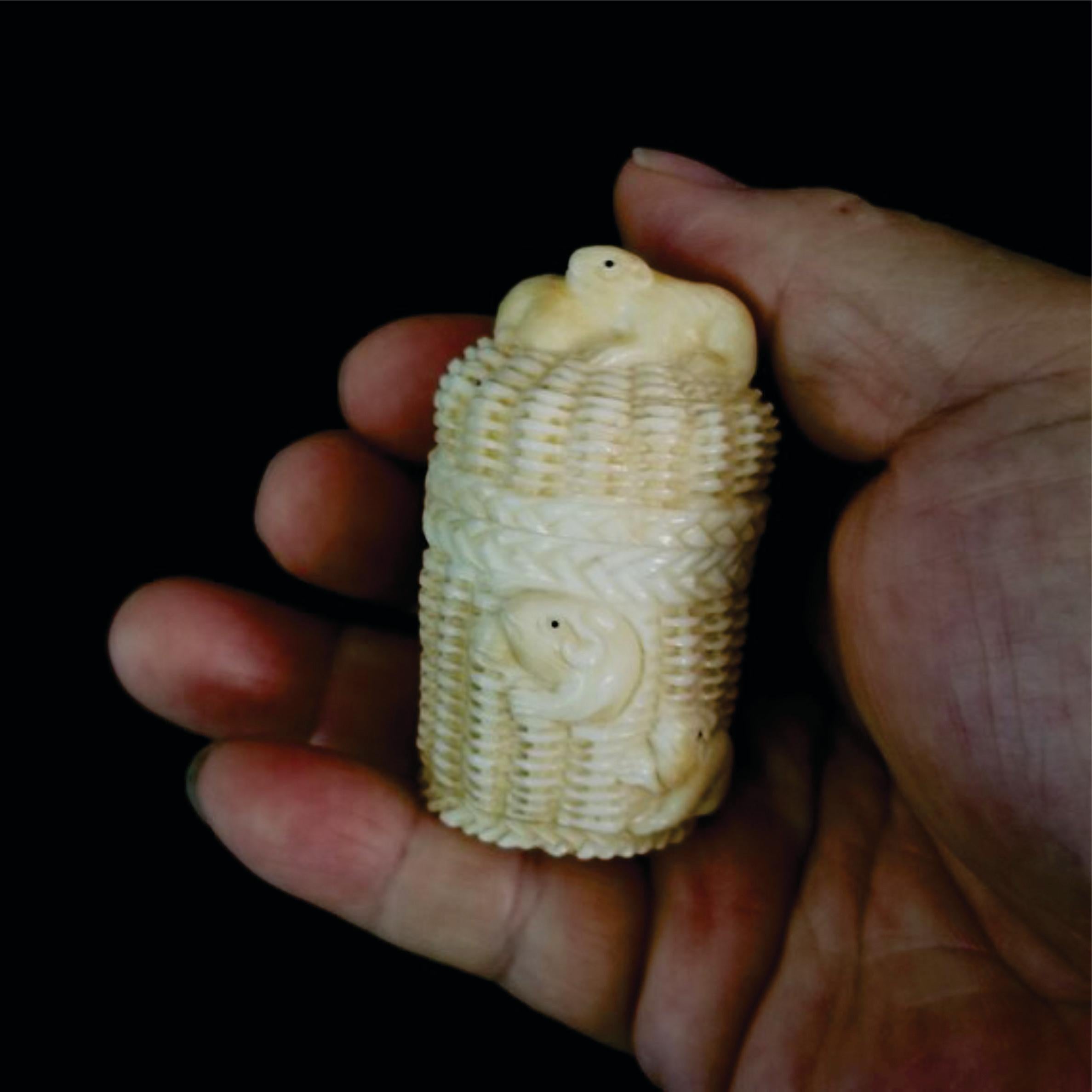 Japanese Carved Bone Pillbox Inro For Sale 5