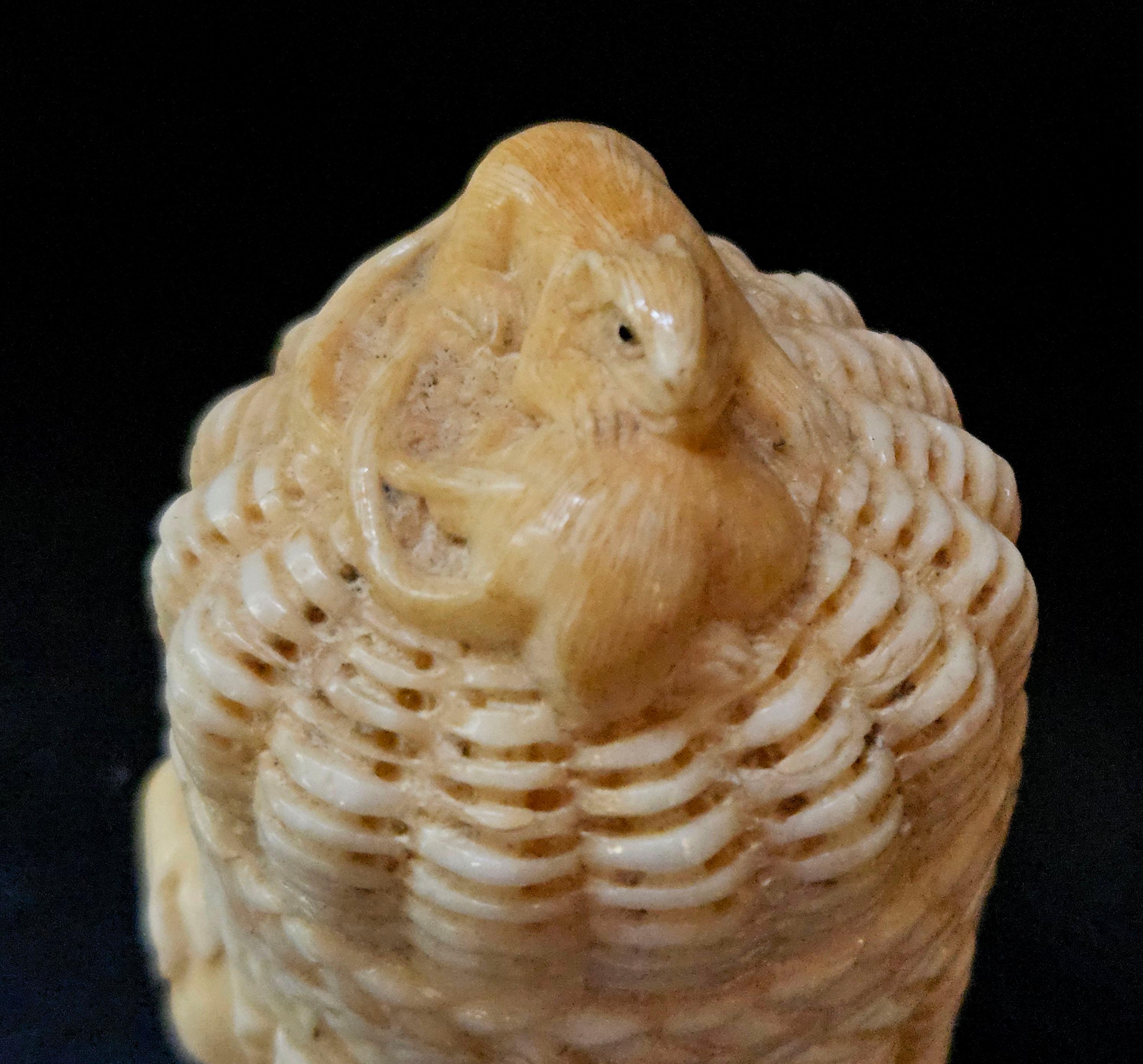 Japanese Carved Bone Pillbox Inro For Sale 2