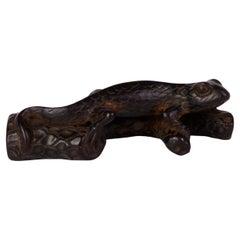 Japanese Carved Boxwood Lizard Netsuke Inro Ojime