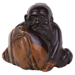 Netsuke japonais en buis sculpté Inro Ojime