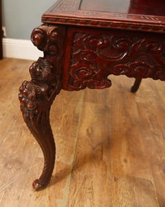 Japanese Carved Desk Hardwood Bureau Meije