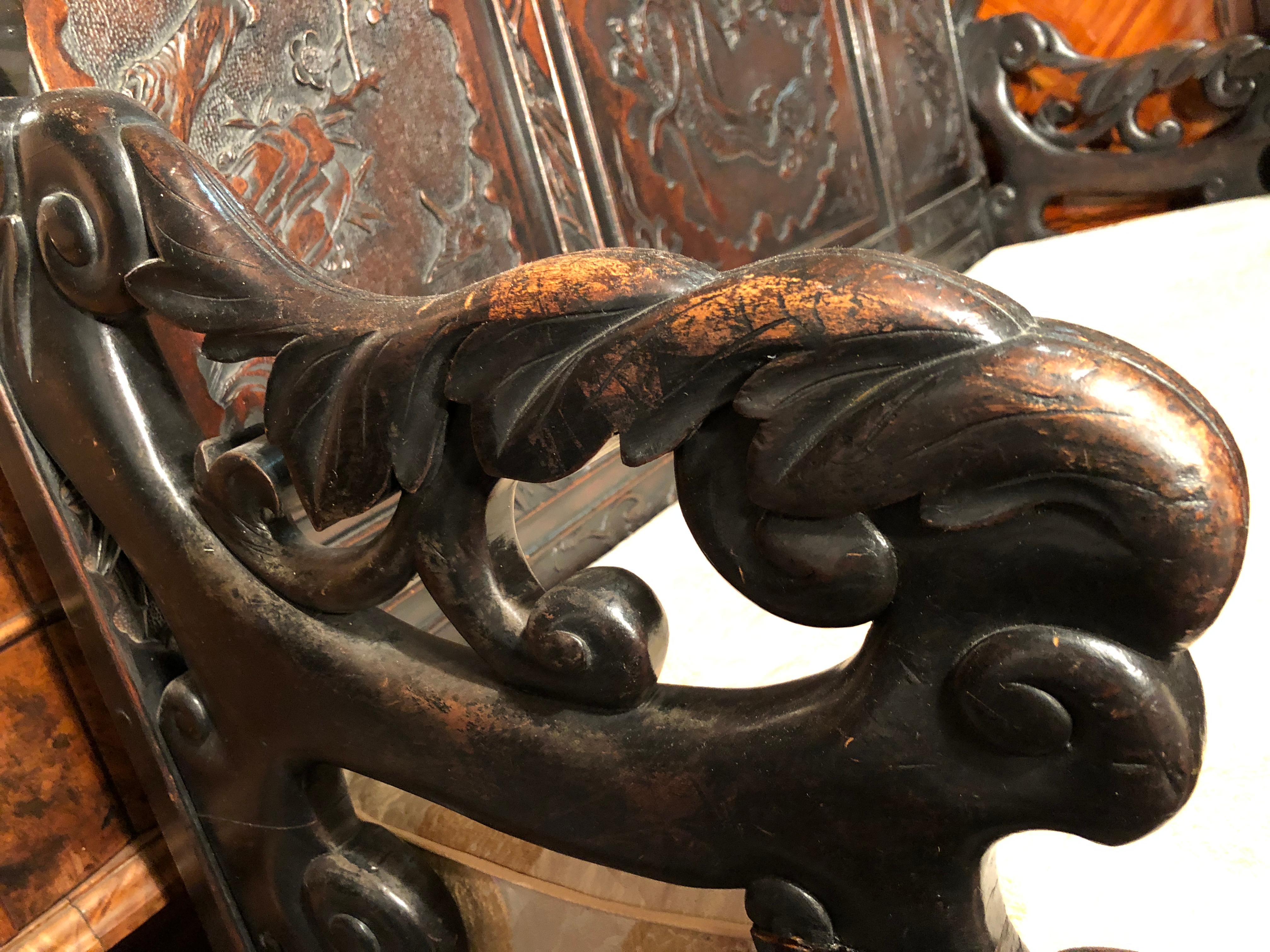 Early 20th Century Japanese Carved Dragon Bench, Japan, circa 1900