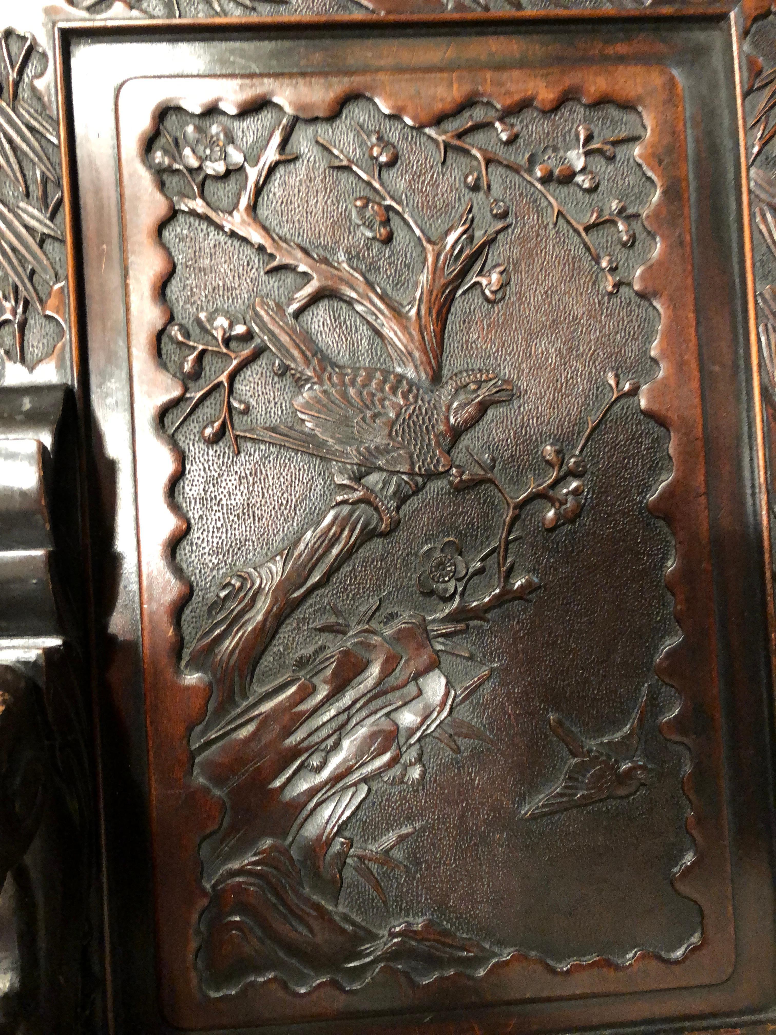 Japanese Carved Dragon Bench, Japan, circa 1900 2