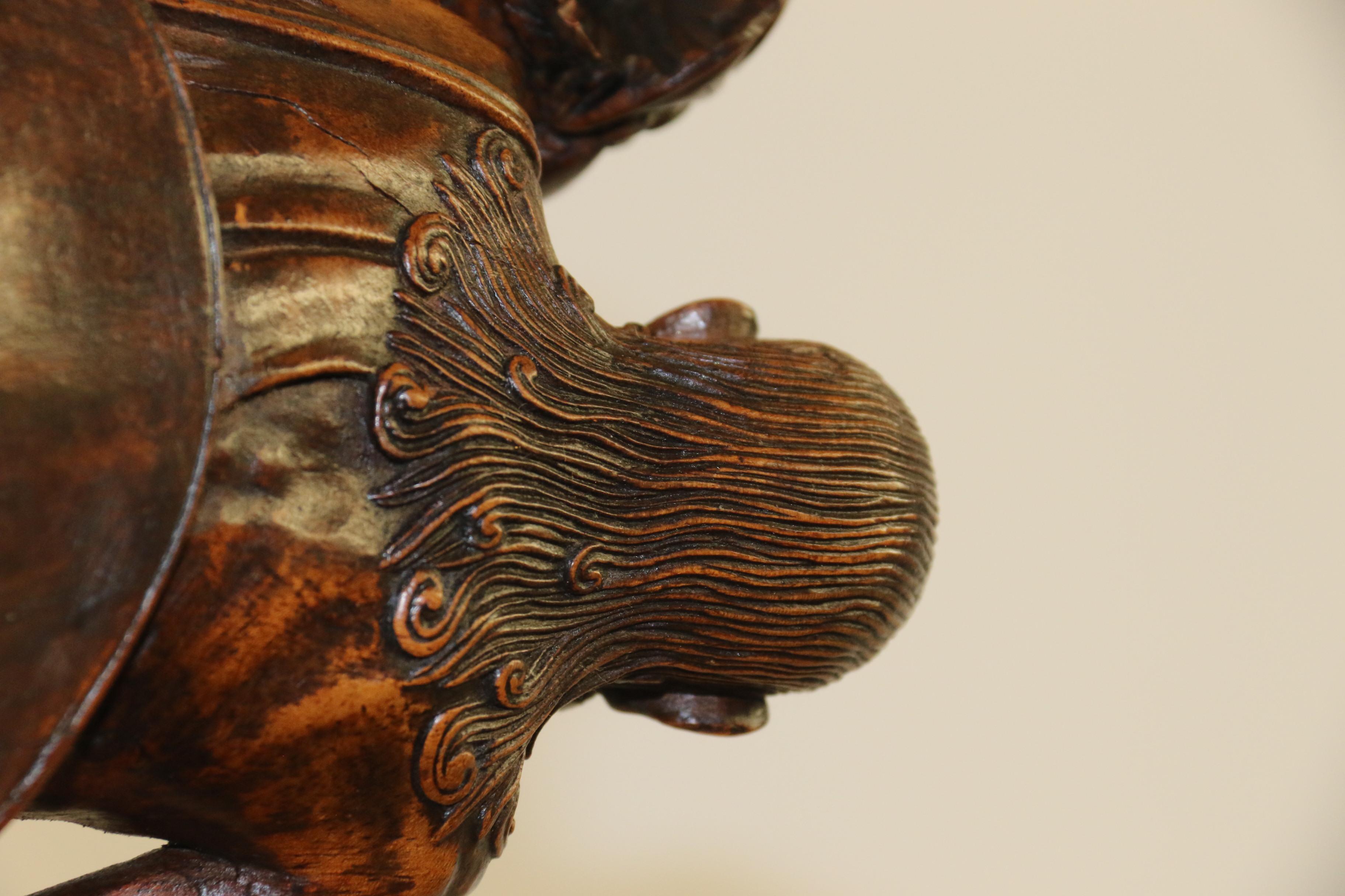 Japanese Carved Hard Wood Okimono Circa 1880 For Sale 8