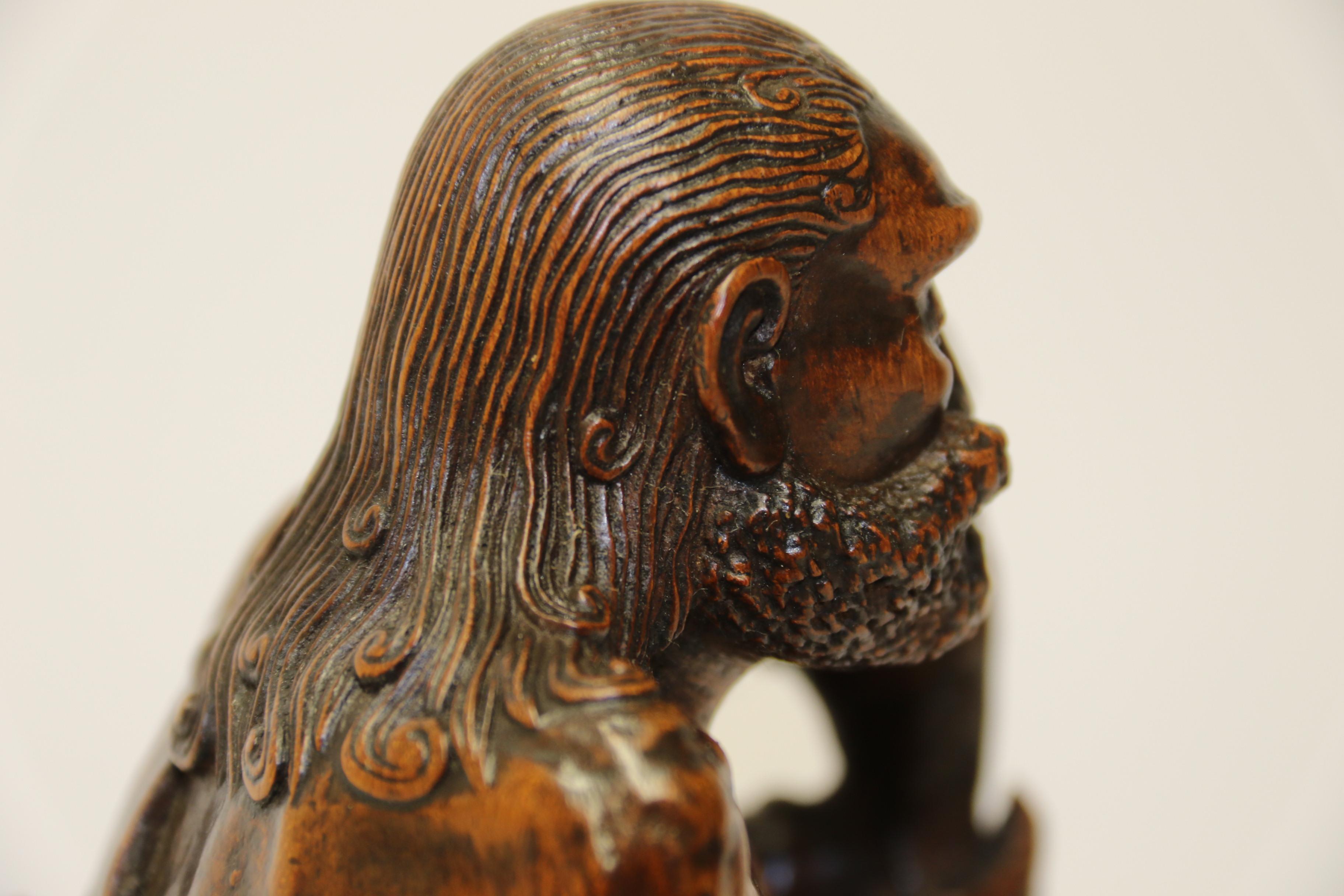Japanese Carved Hard Wood Okimono Circa 1880 For Sale 15
