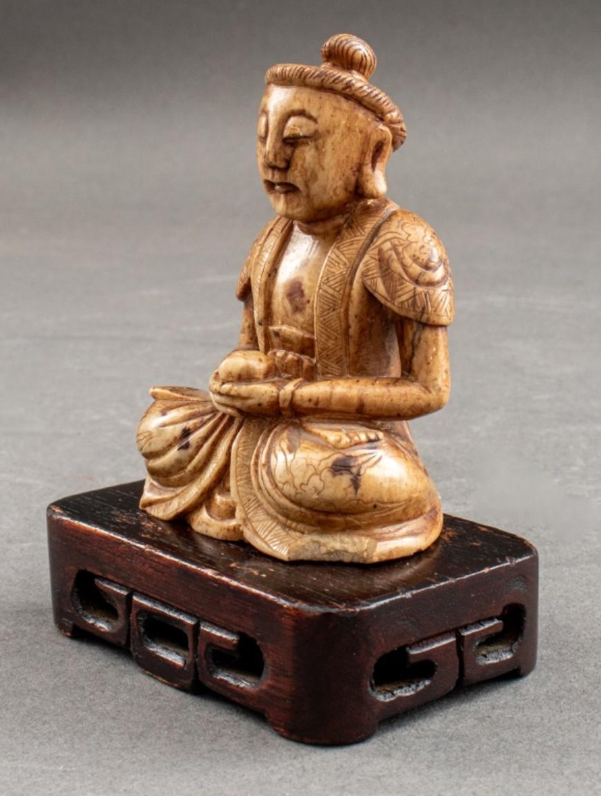 Japonisme Japanese Carved Jade Buddha Sculpture For Sale