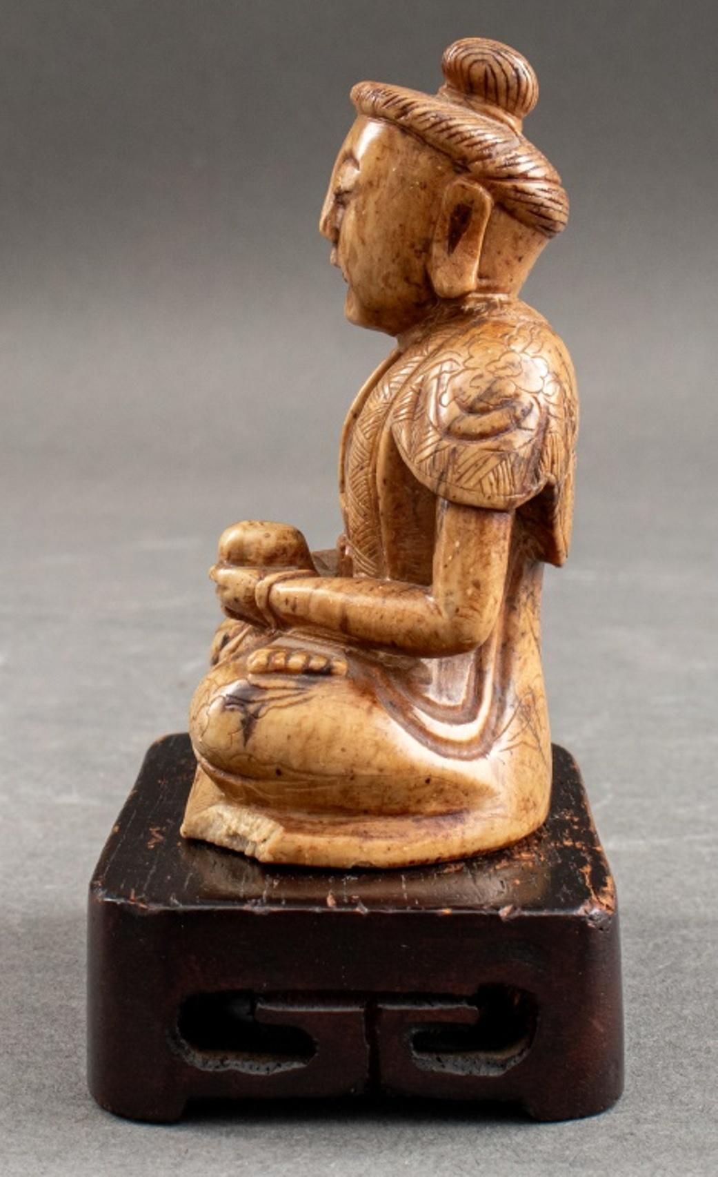 Hand-Carved Japanese Carved Jade Buddha Sculpture