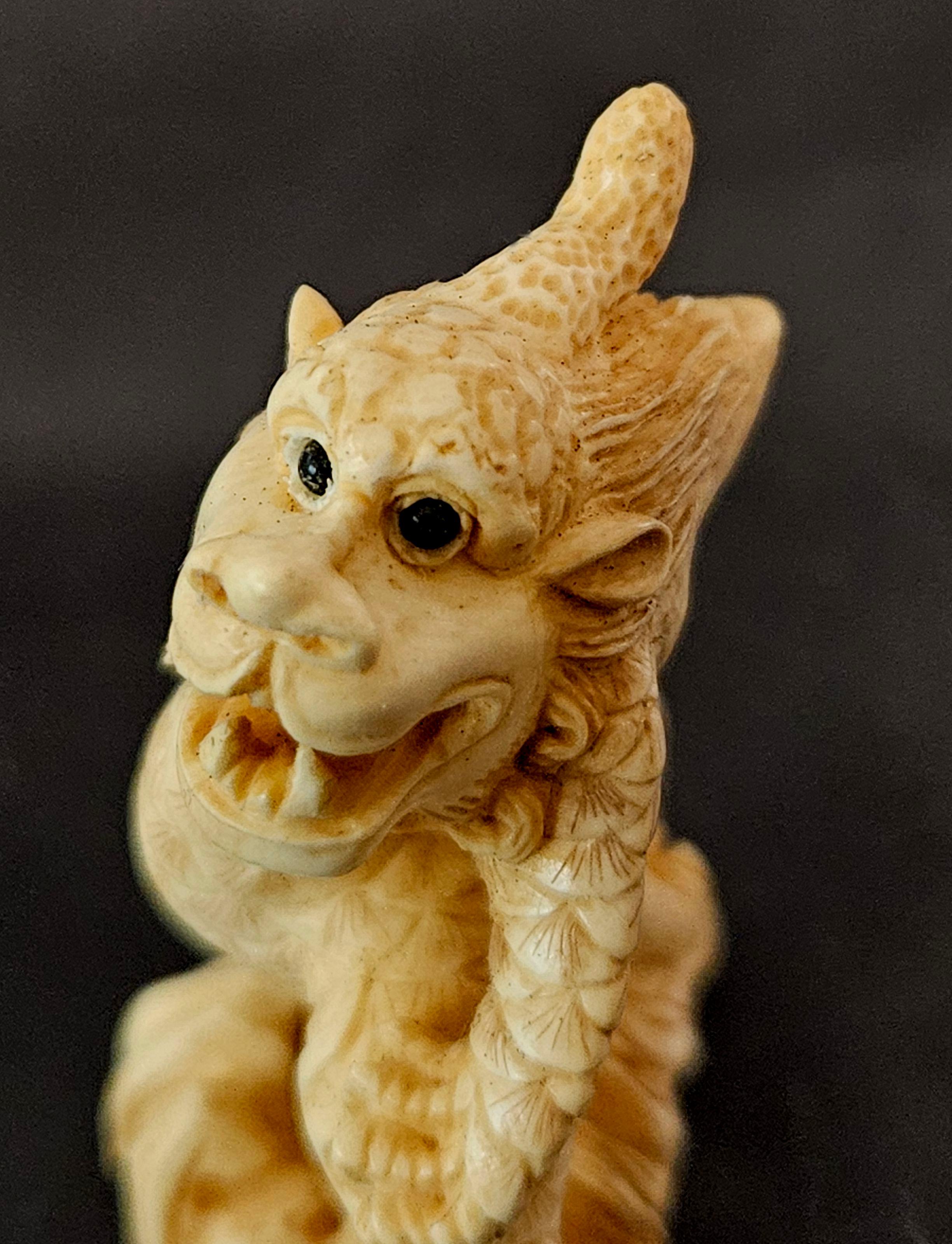 Japanese Carved Netsuke Humanoid Dragon by Yamada Hojitsu法實, Edo Period 4