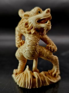 Japanese Carved Netsuke Humanoid Dragon by Yamada Hojitsu法實, Edo Period