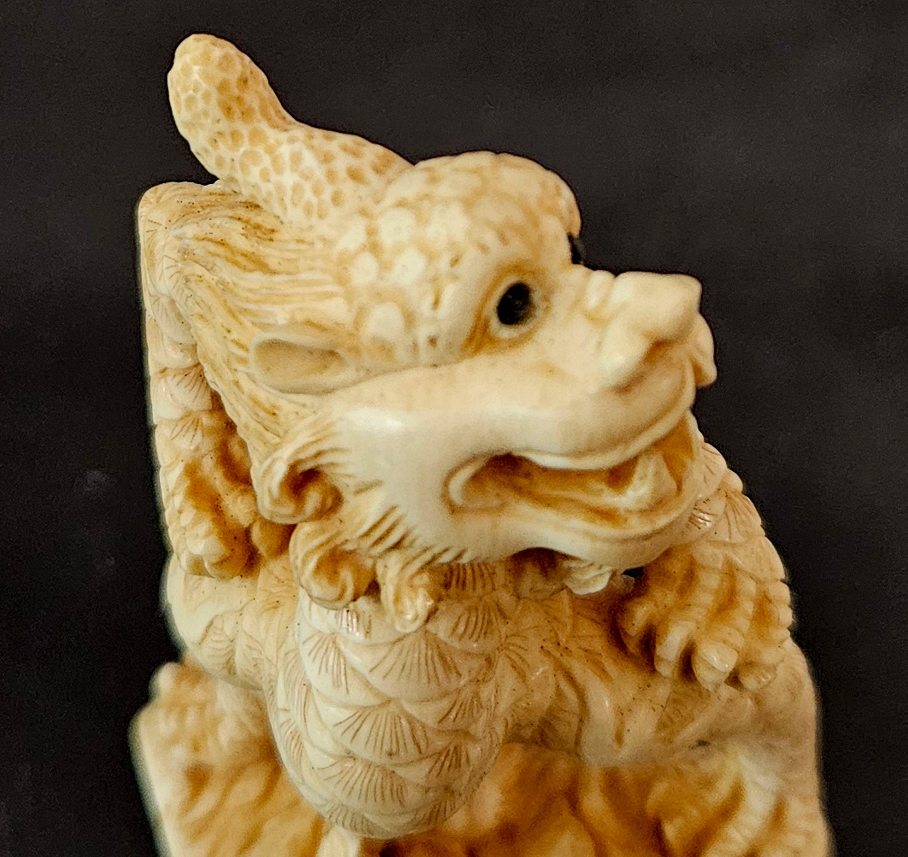 Japanese Carved Netsuke Humanoid Dragon by Yamada Hojitsu法實, Edo Period For Sale 2