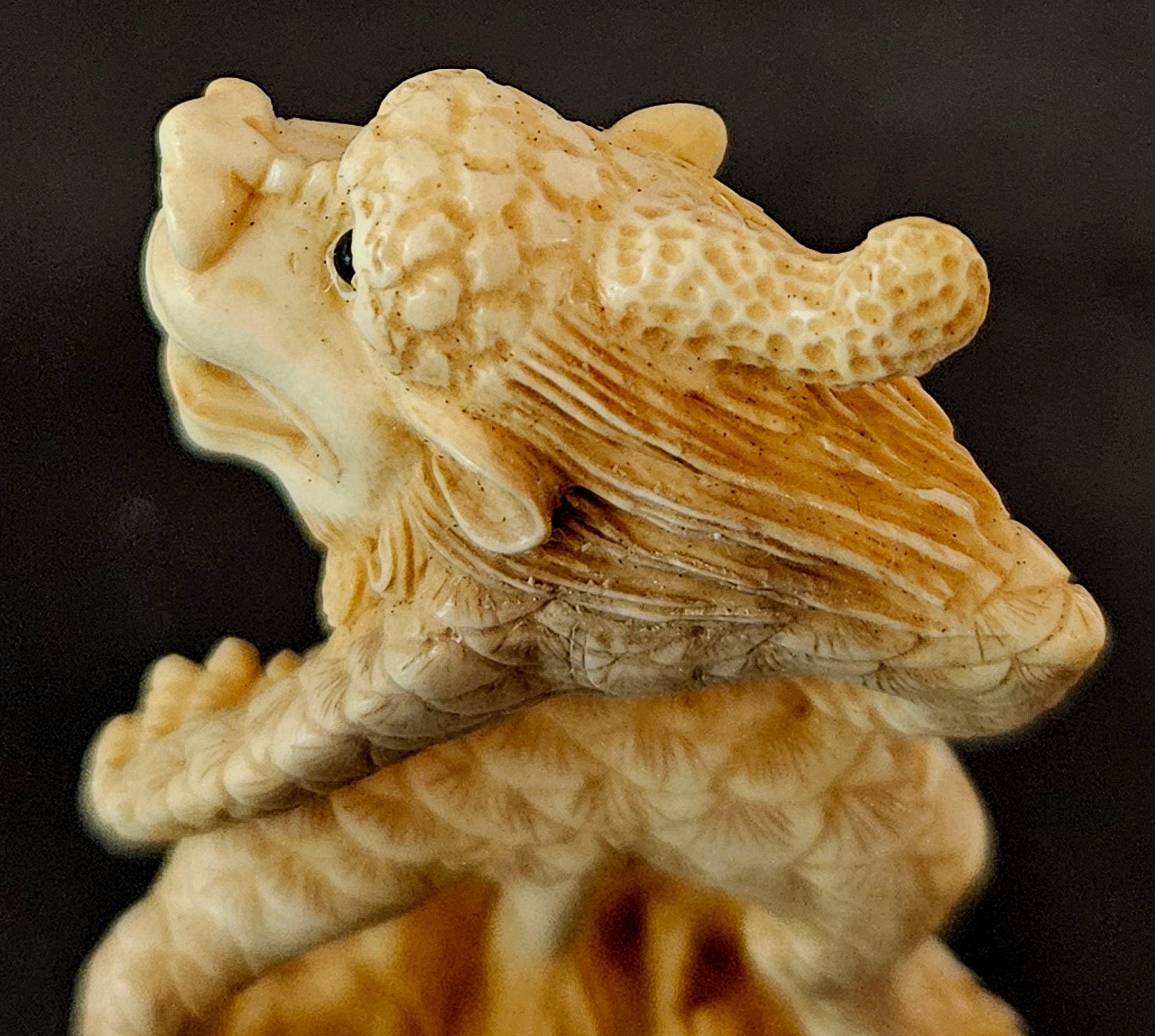 Japanese Carved Netsuke Humanoid Dragon by Yamada Hojitsu法實, Edo Period 3