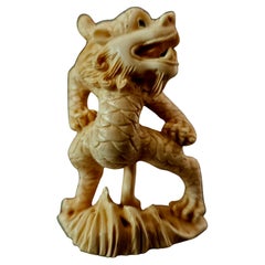 Japanese Carved Netsuke Humanoid Dragon-Signed by Hojitsu, Meiji Period