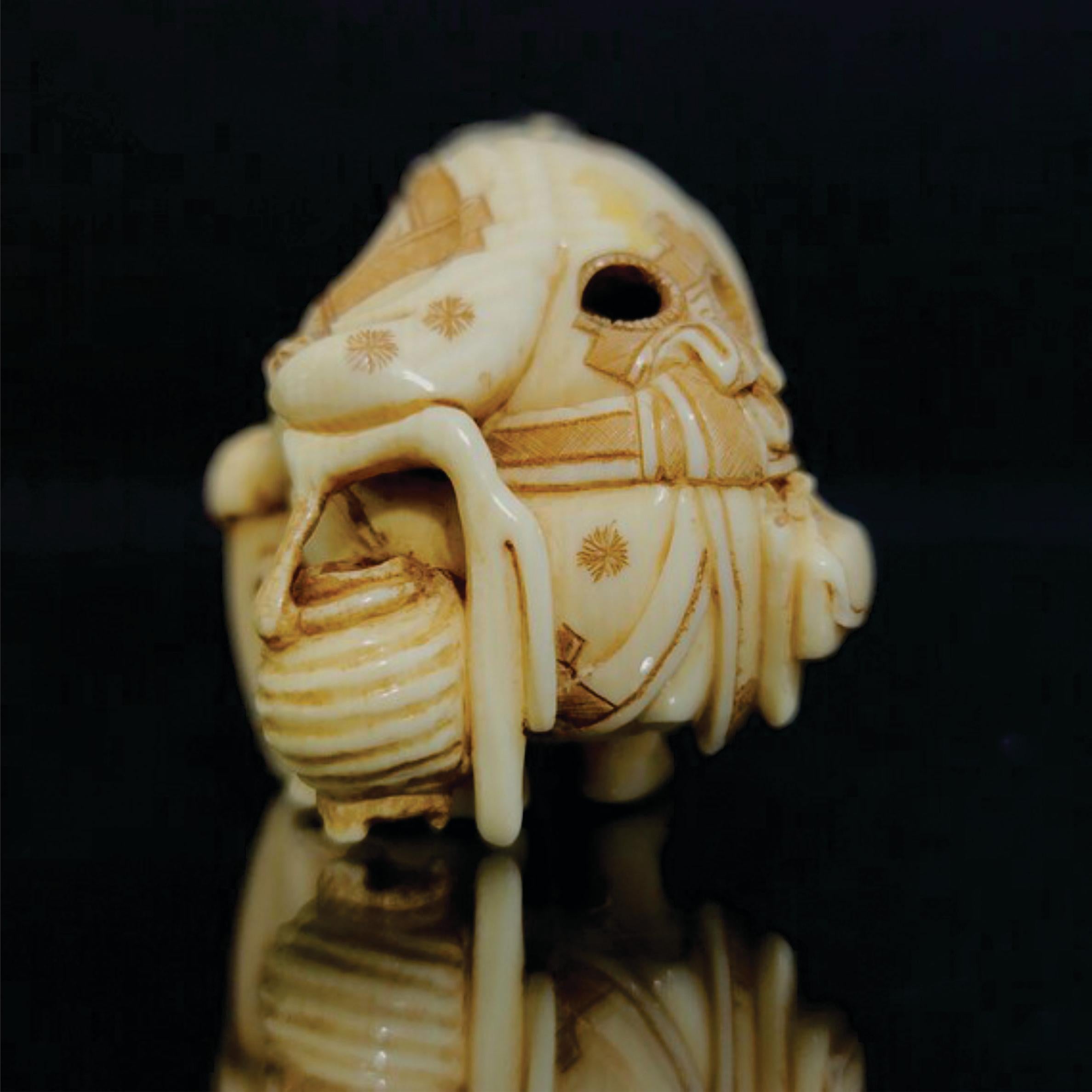19th Century Japanese Carved Netsuke Polychrome Decorated Figure, Signed by Yoshitomo, Meiji  For Sale