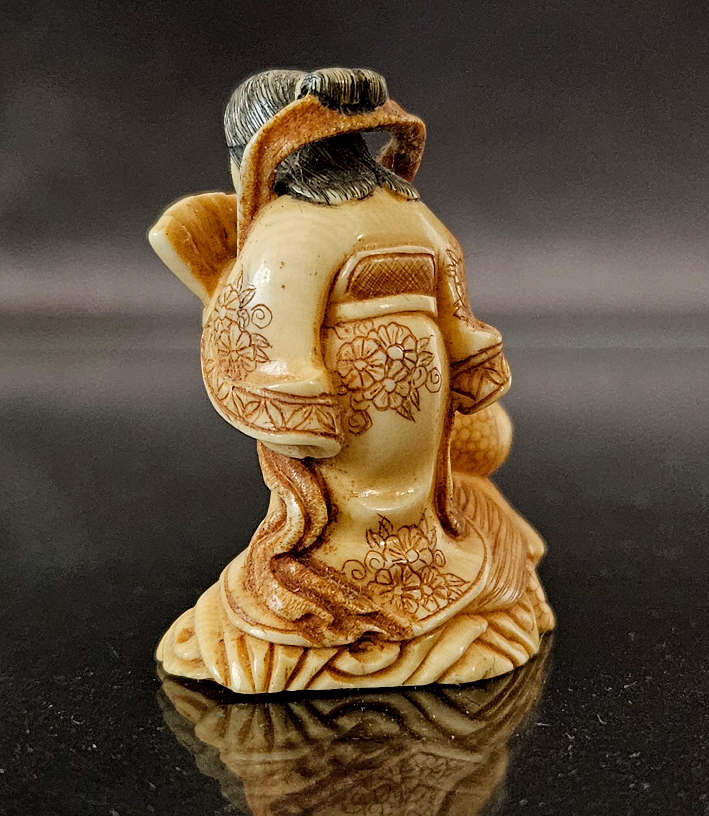 Japanese Carved Netsuke Polychrome Figure Group