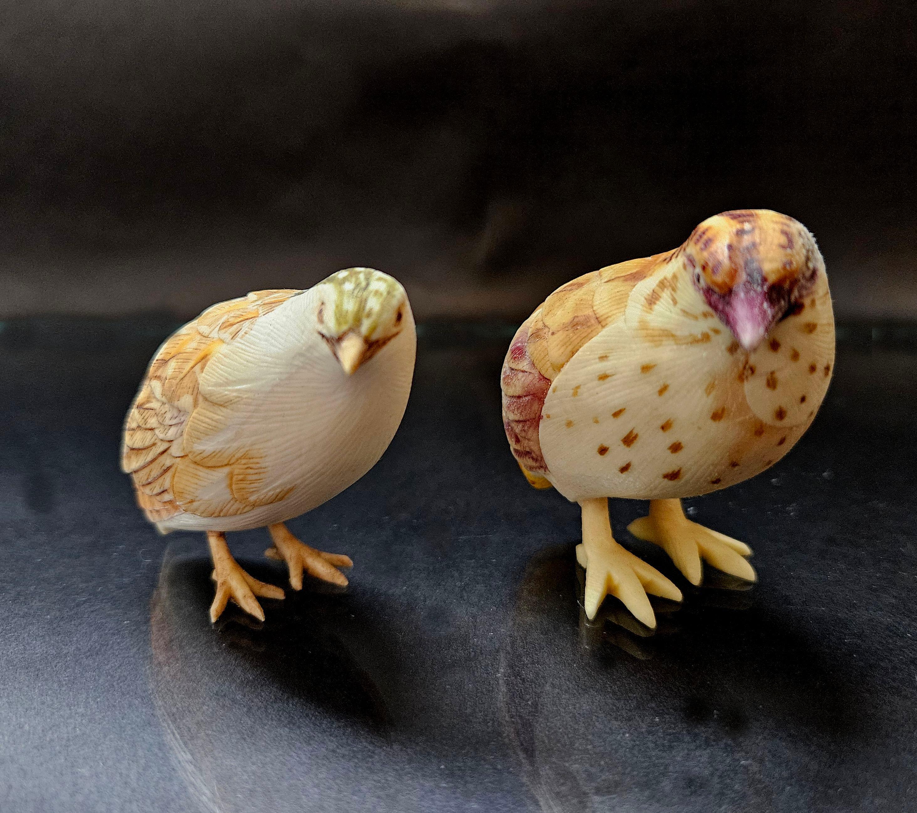 Hand-Crafted Japanese Carved Okimono Polychrome Birds by Tenzan (天山), Meiji Period For Sale