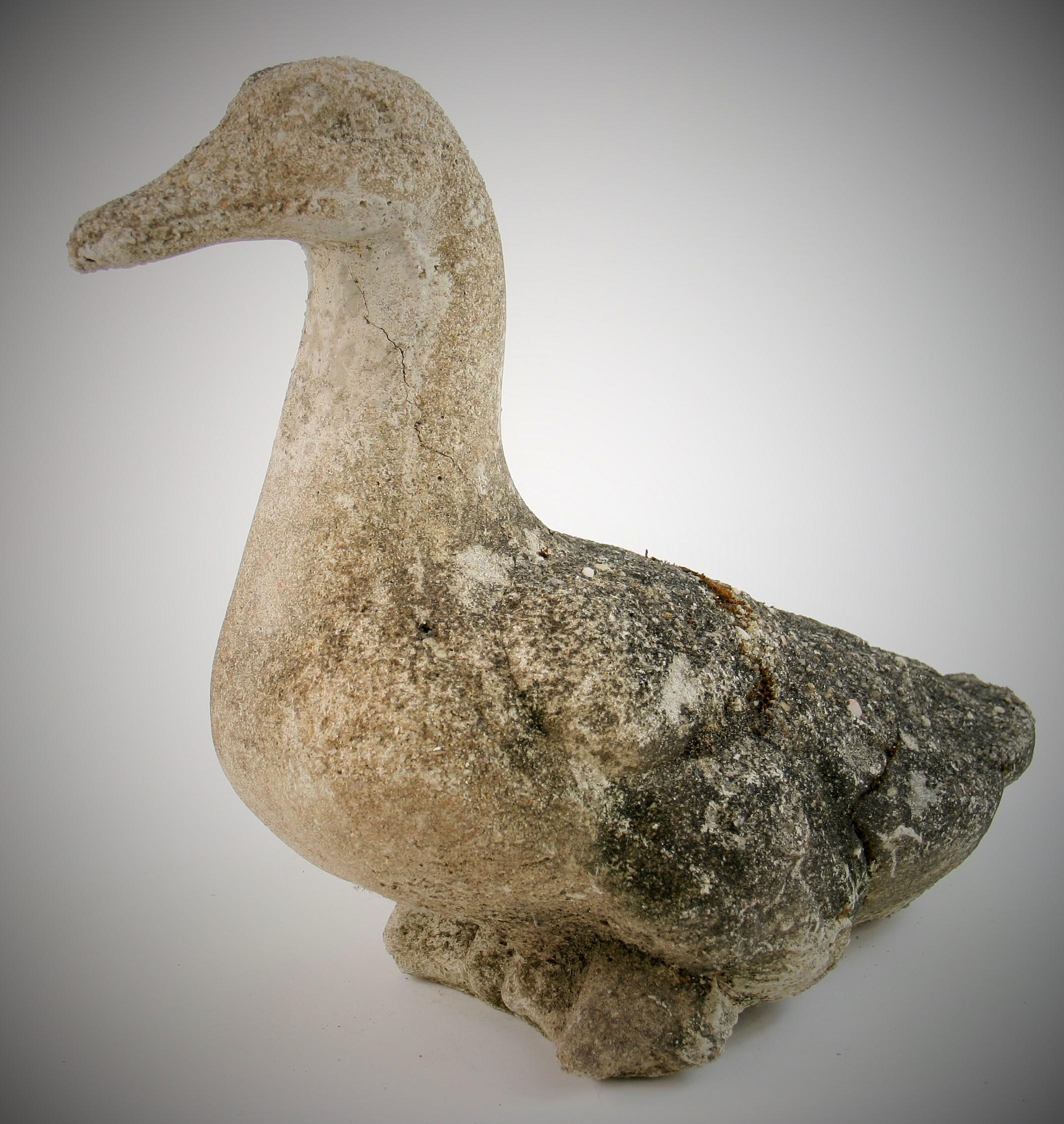 396a   Japanese  carved stone  duck garden ornament.