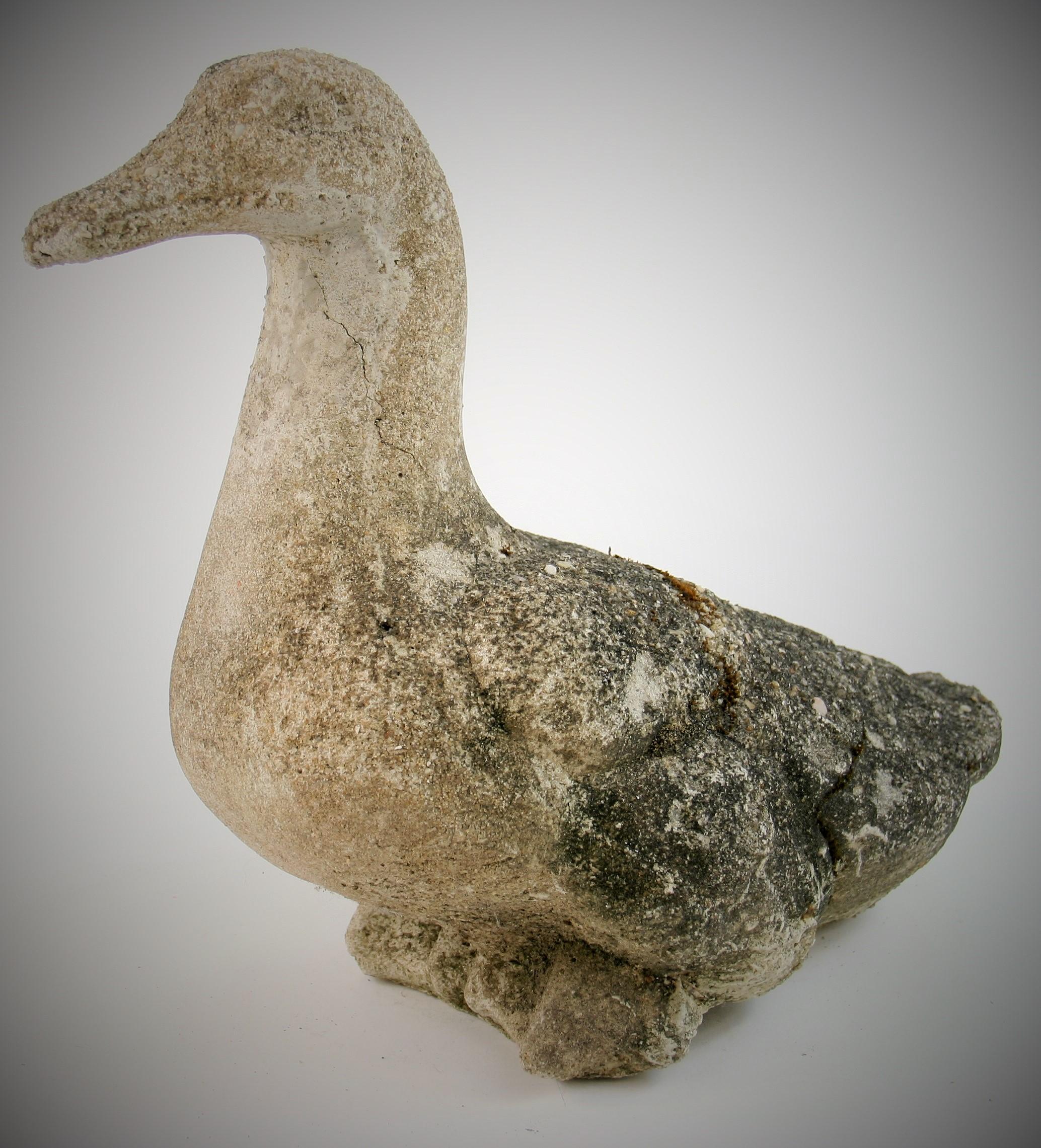 Japanese Large Carved Stone  Duck Garden Ornament, circa 1940 In Good Condition In Douglas Manor, NY