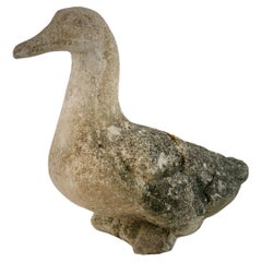 Vintage Japanese Large Carved Stone  Duck Garden Ornament, circa 1940