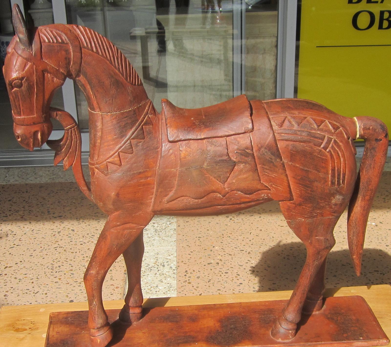 Hand-Carved Japanese Carved Wood Horse For Sale