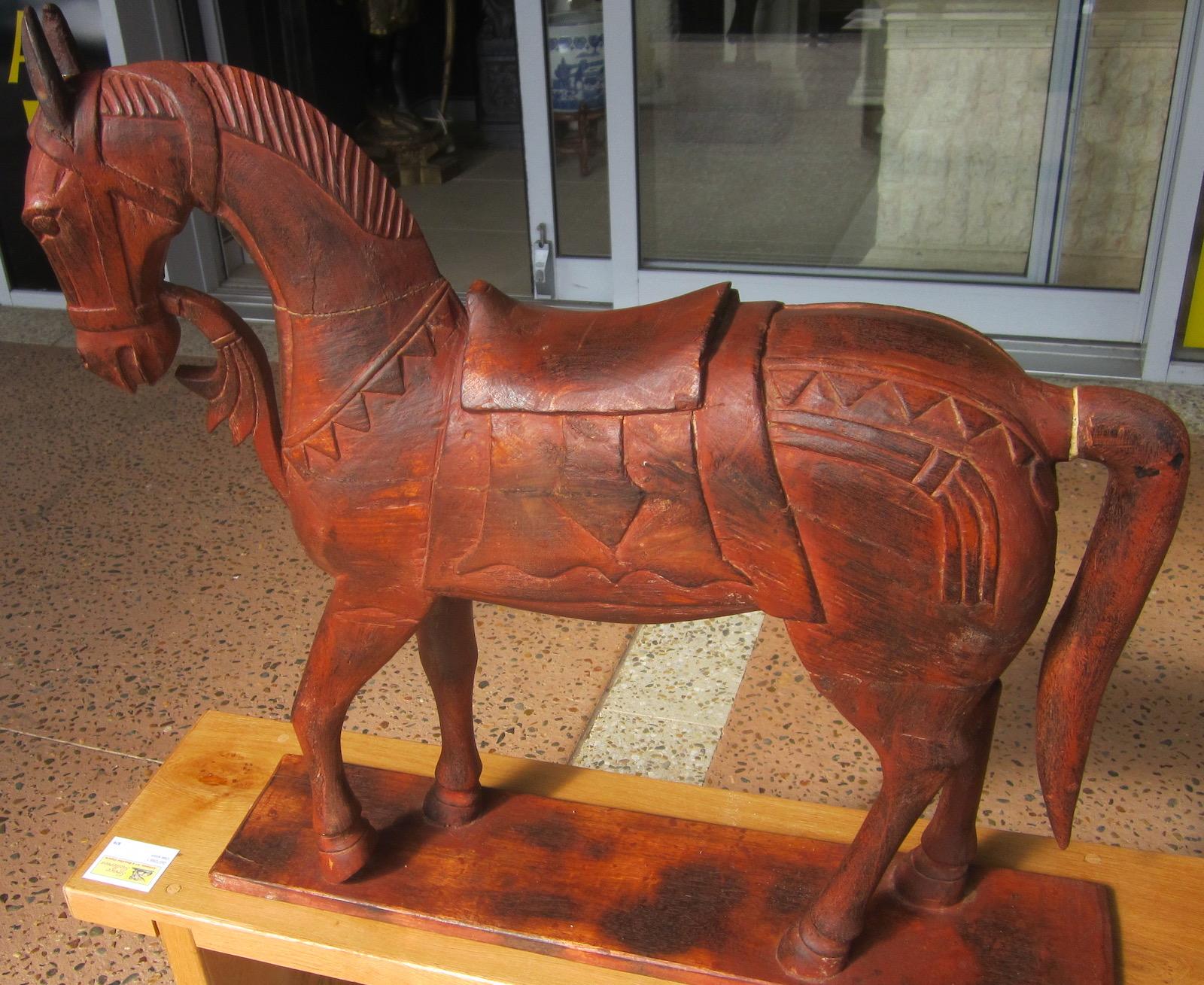 Japanese Carved Wood Horse In Good Condition For Sale In Paradise Point, Queensland