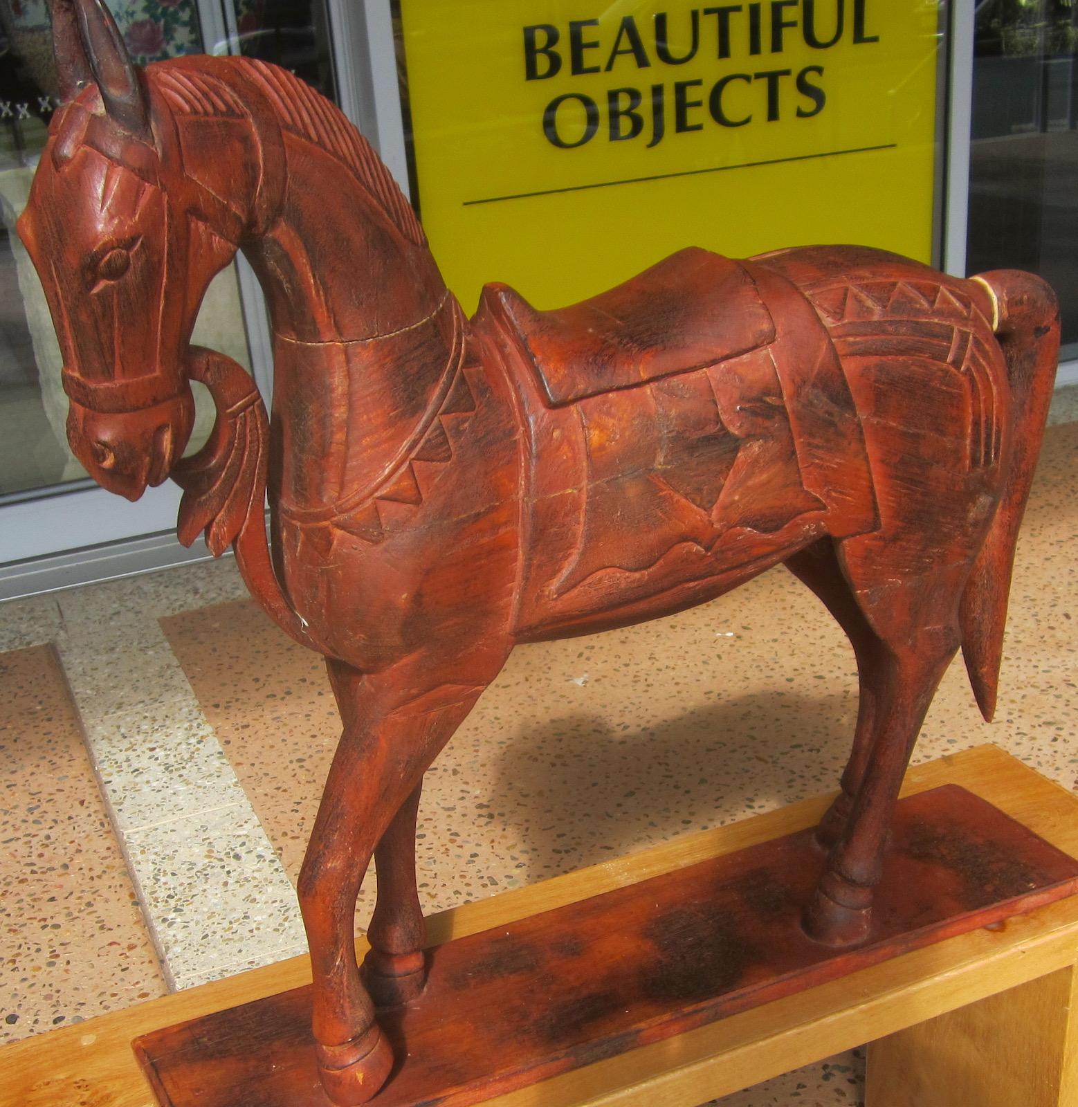 Japanese Carved Wood Horse For Sale 1