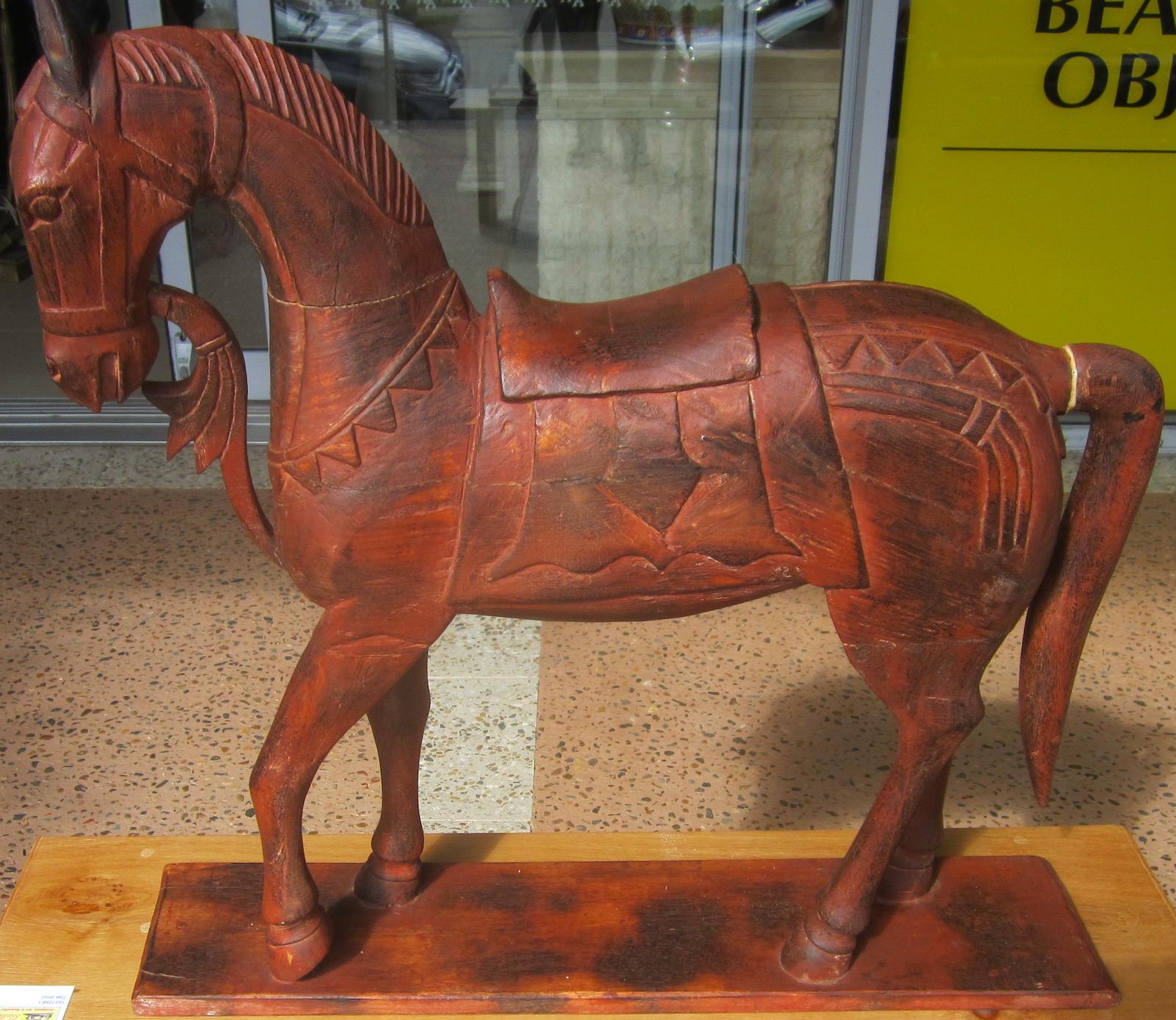 Japanese Carved Wood Horse For Sale 2