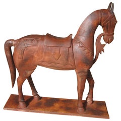 Antique Japanese Carved Wood Horse